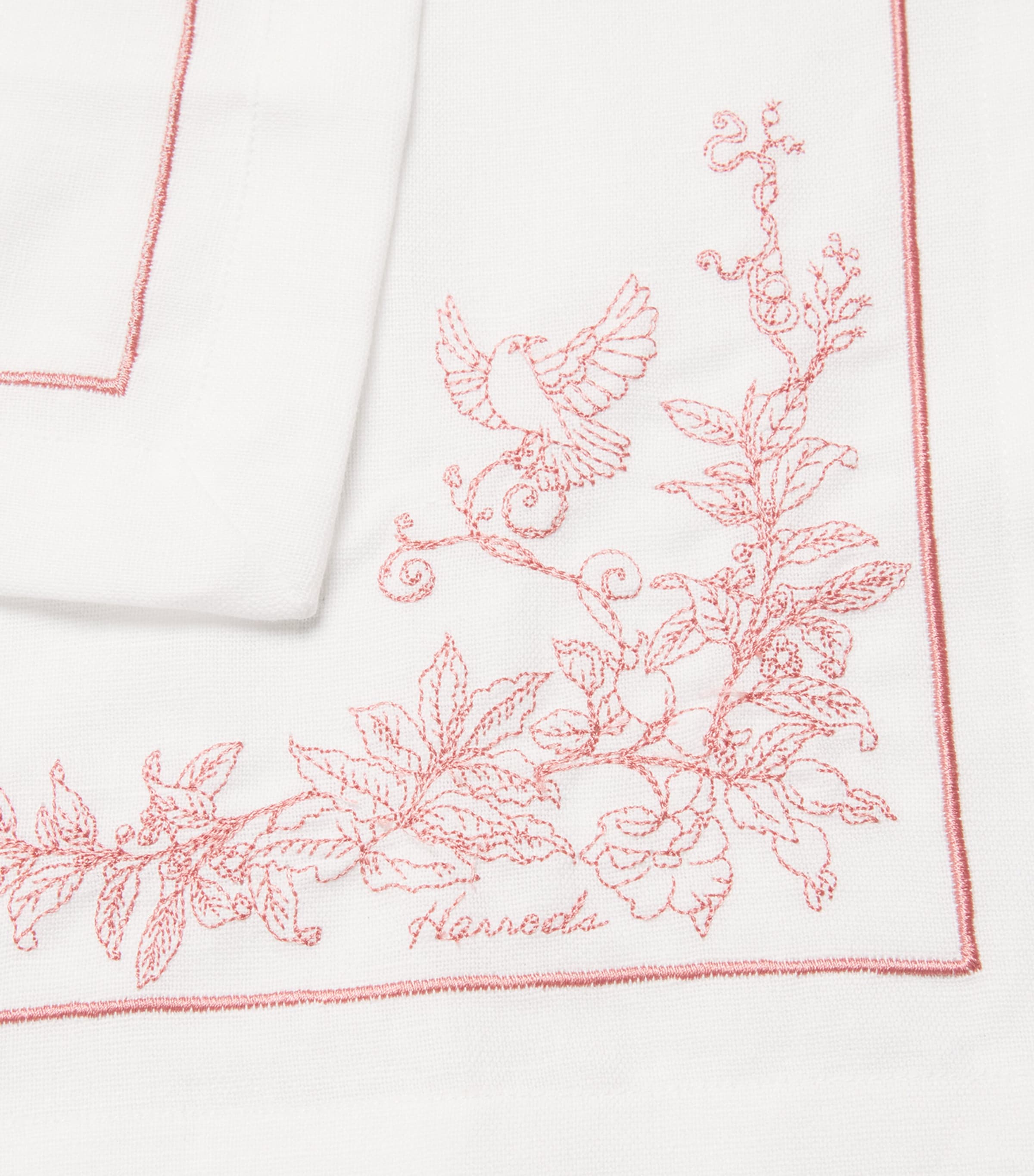 Set of 4 Cotton-Linen Embroidered Napkins PINK Image 3