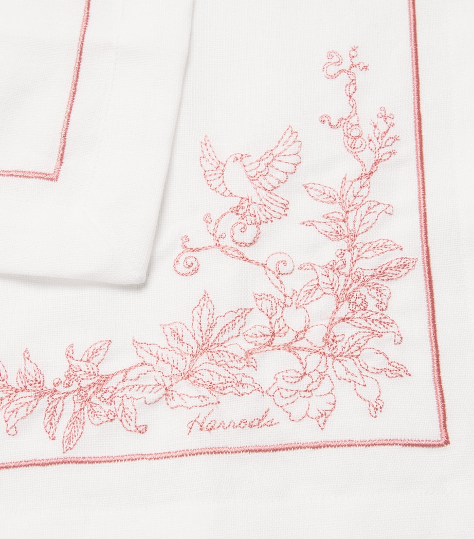 Set of 4 Cotton-Linen Embroidered Napkins PINK Image 3