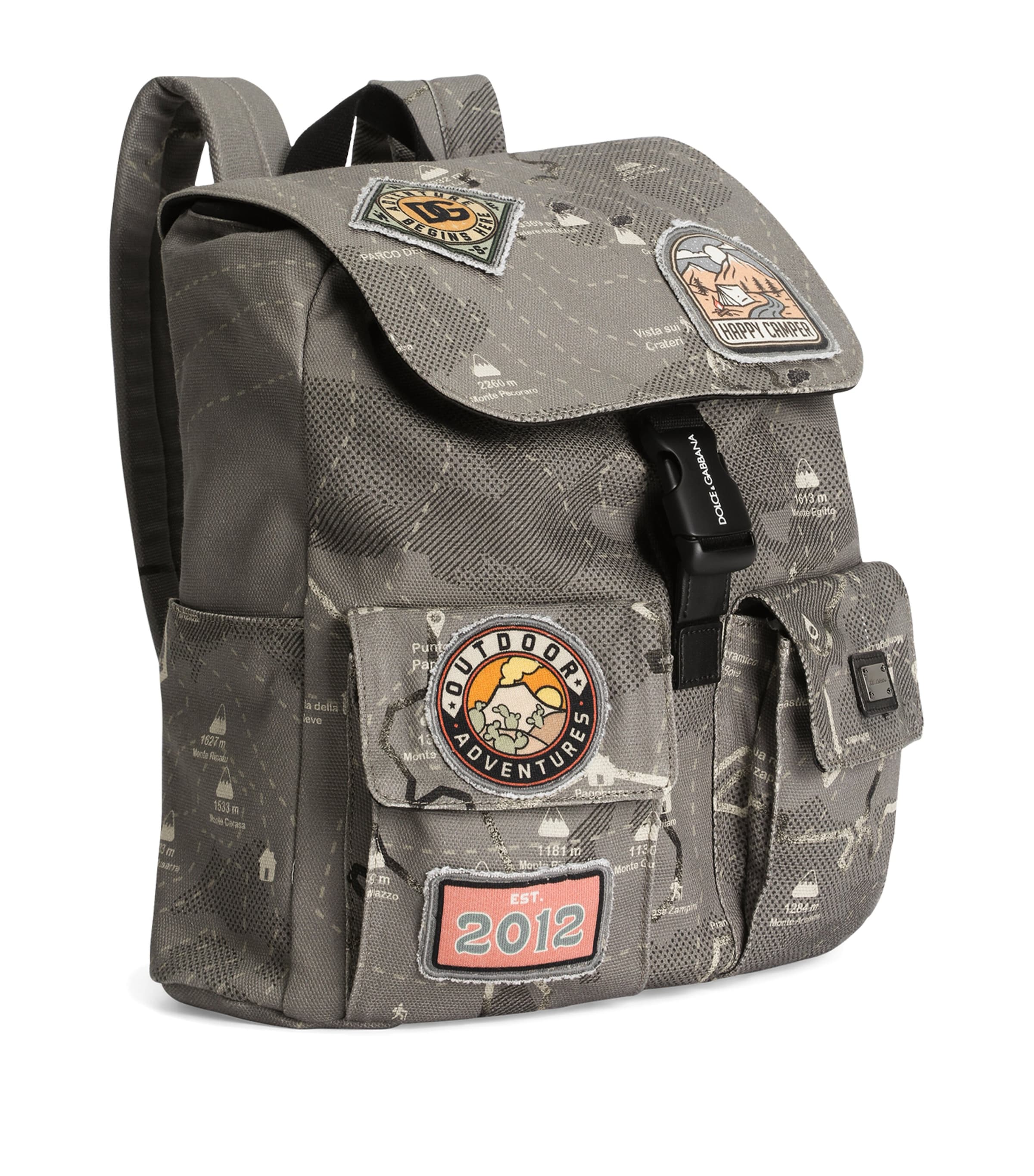 Dolce Gabbana Kids Multi Cotton-Blend Canvas Printed Backpack