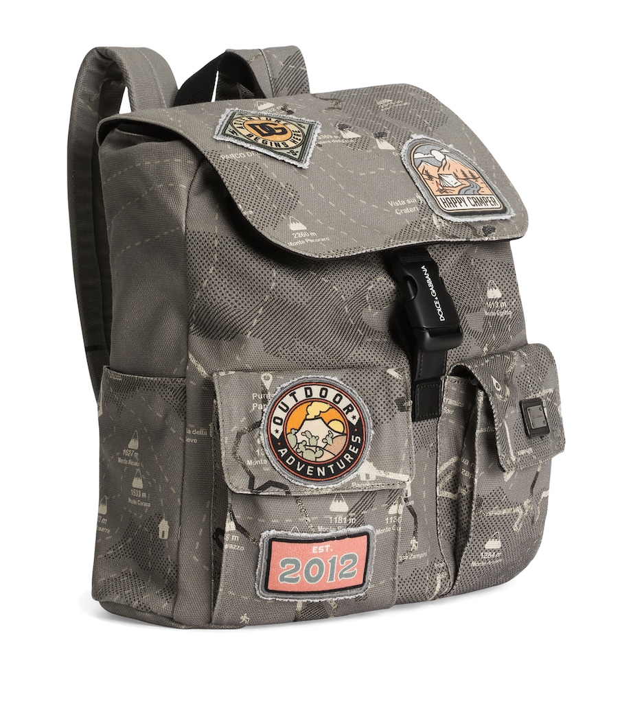 Dolce Gabbana Kids Multi Cotton-Blend Canvas Printed Backpack