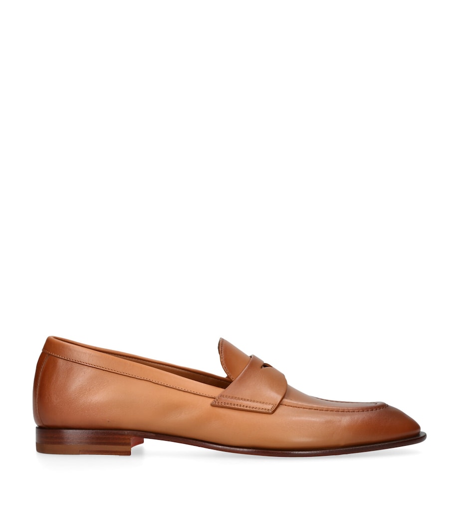 Santoni Leather Famed Loafers Tan Image 1