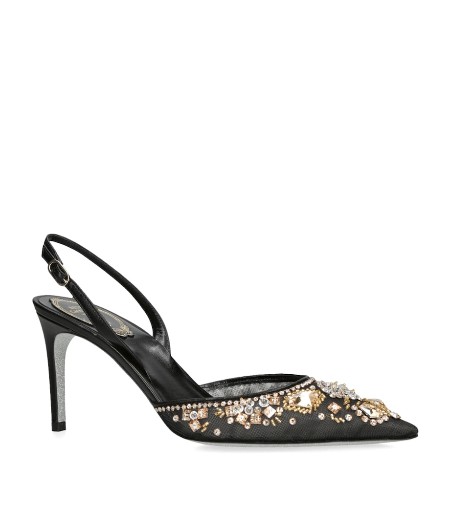 René Caovilla Lace Slingback Pumps 80 Black Image 3