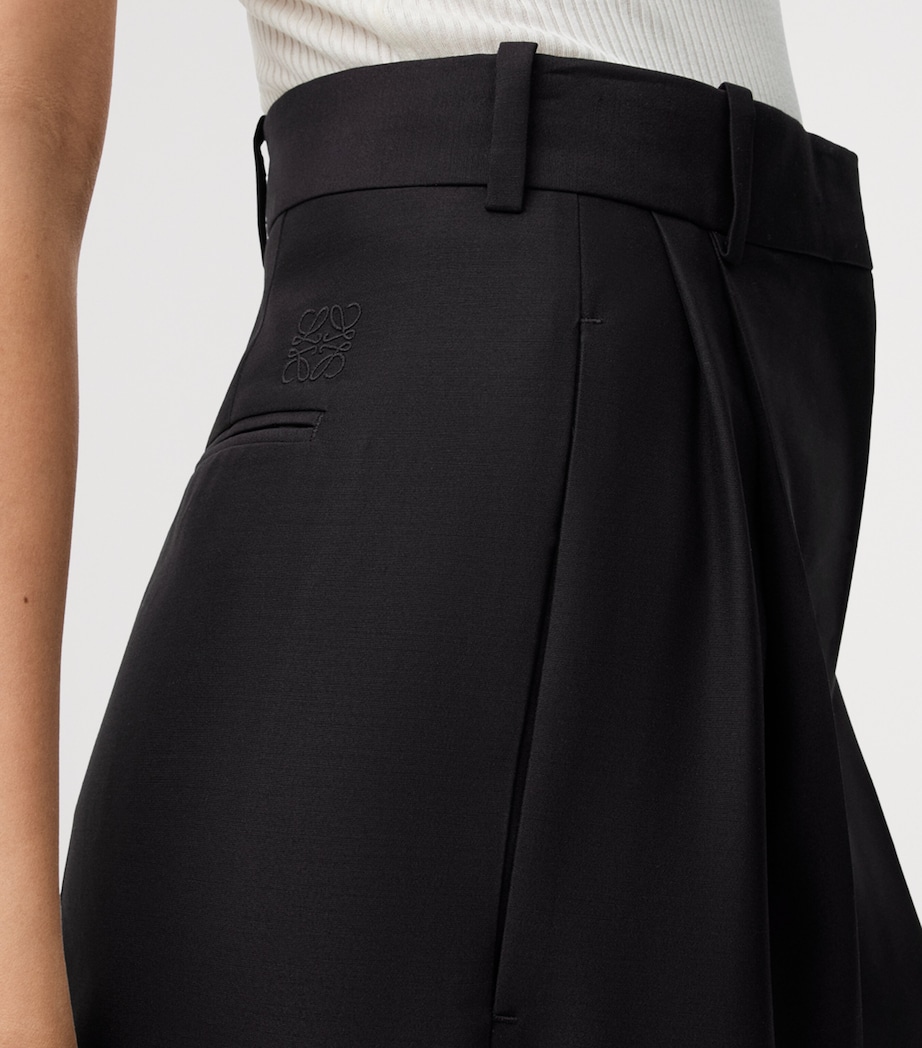 Wool-Silk Wide-Leg Trousers BLACK Image 5