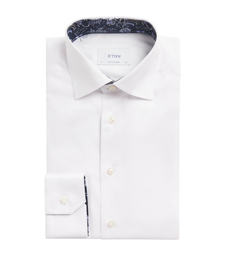 Signature Twill Floral-Trim Shirt WHITE FLORAL Image 1
