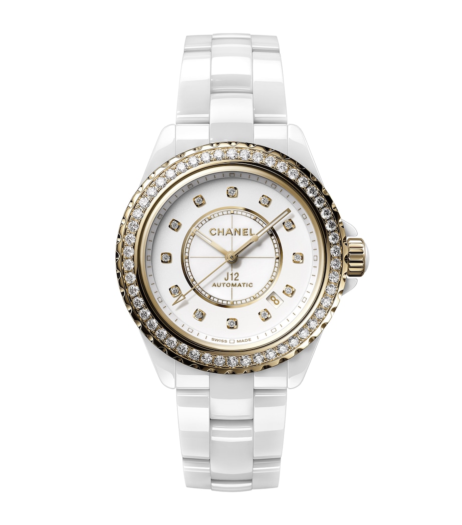 Yellow Gold, Ceramic and Diamond J12 Calibre 12.1 Watch 38mm WHITE Image 1