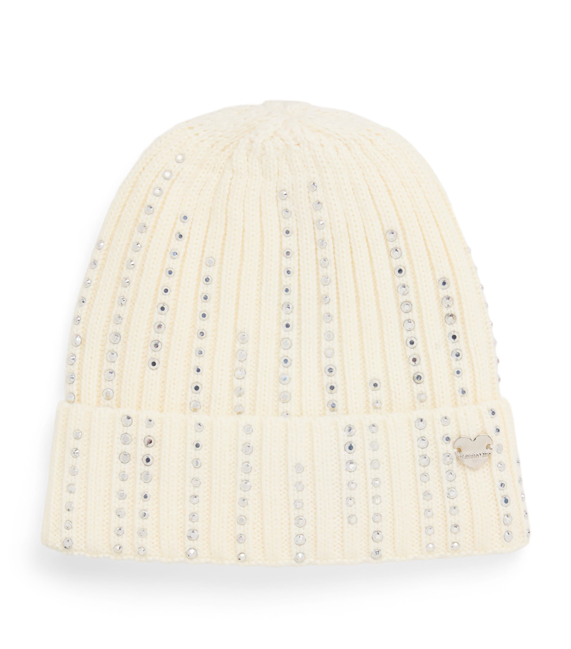 Monnalisa Embellished Knit Hat Panna Image 1