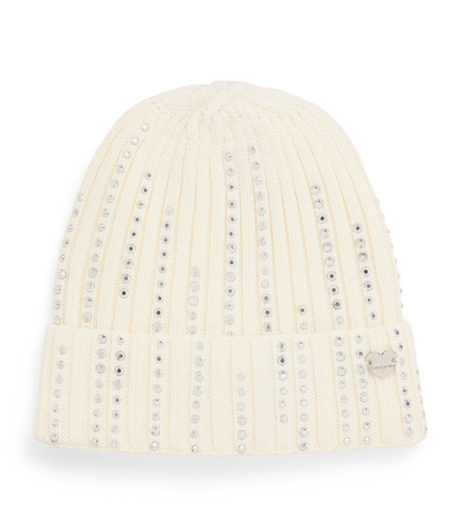 Monnalisa Embellished Knit Hat Panna Image 1