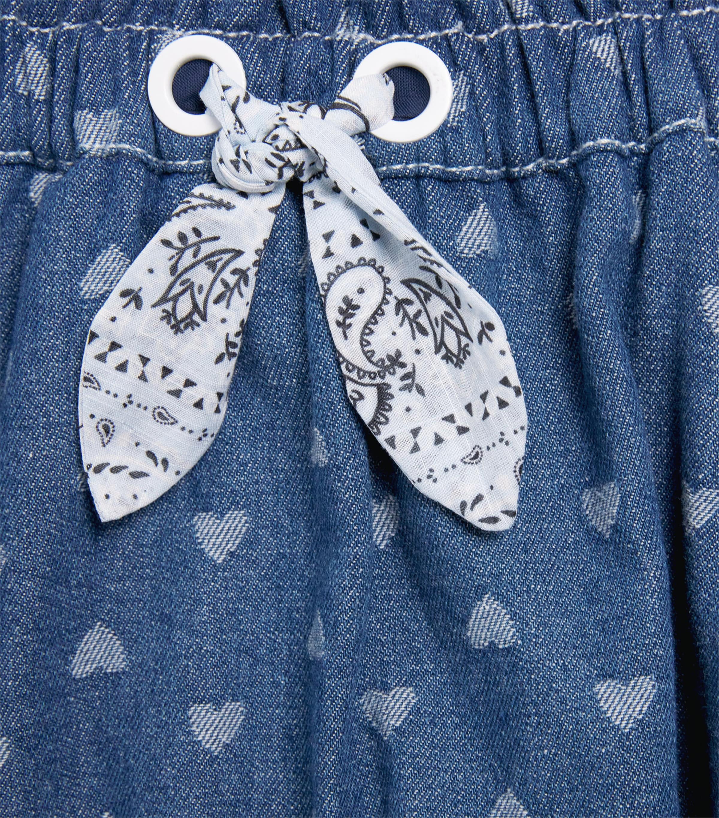 Zimmermann Kids Denim Heart Print Awaken Skirt (1-12 Years) Jacquard Blue Image 3