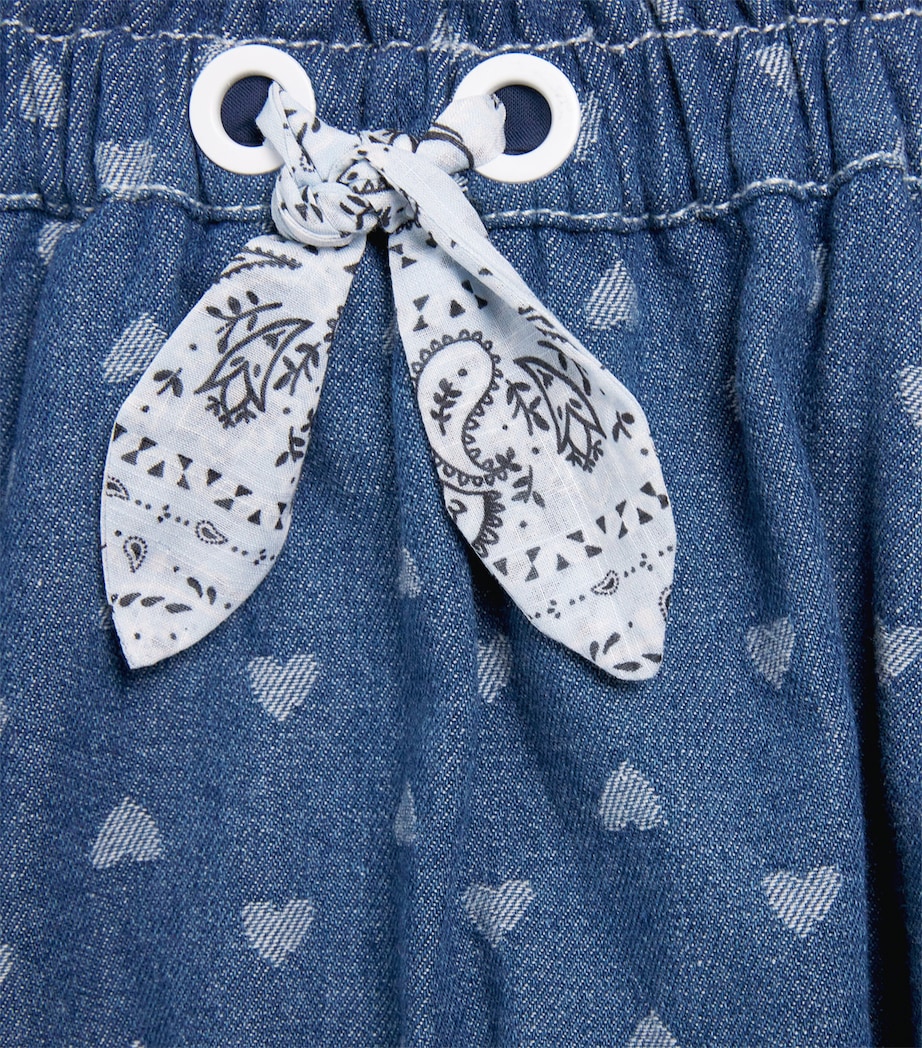Zimmermann Kids Denim Heart Print Awaken Skirt (1-12 Years) Jacquard Blue Image 3