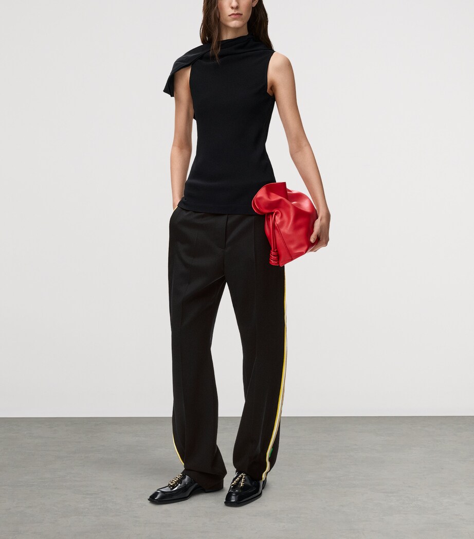 LOEWE Womens Tape-Trim Tailored Trousers Black Image 2