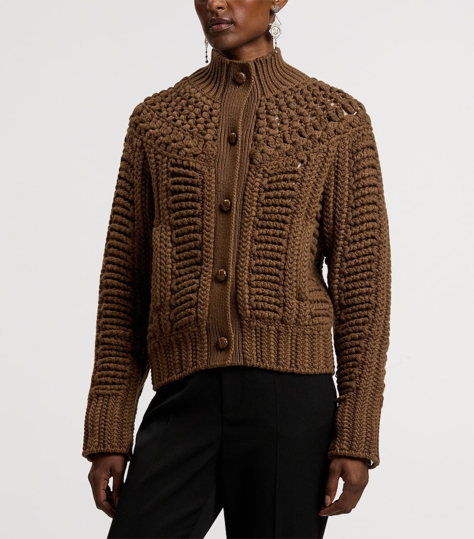 Cashmere Hand-Knit Yoke Cardigan COGNAC Image 8