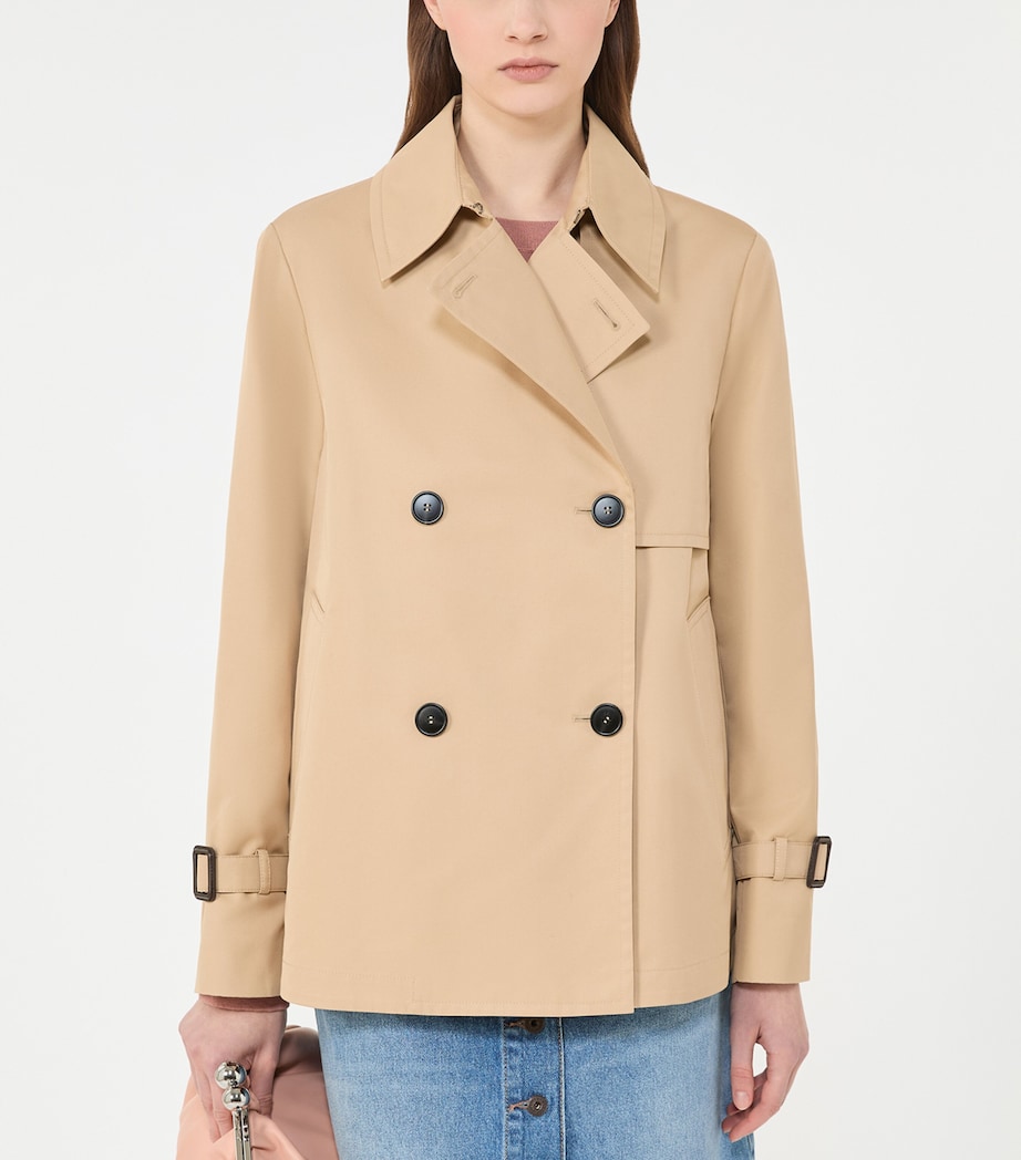 Weekend Max Mara Womens Gabardine Cropped Trench Coat Beige Image 2