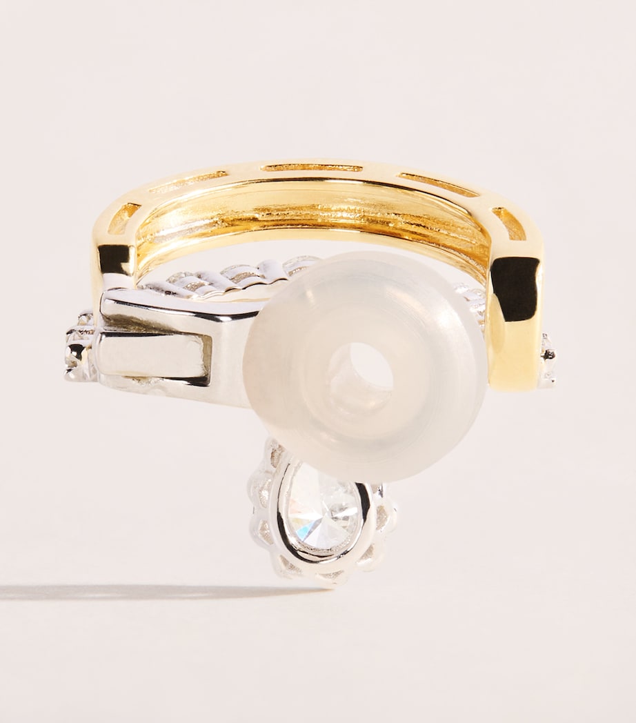 Yeprem Mixed Gold and Diamond Whisper Ear Cuff Image 3