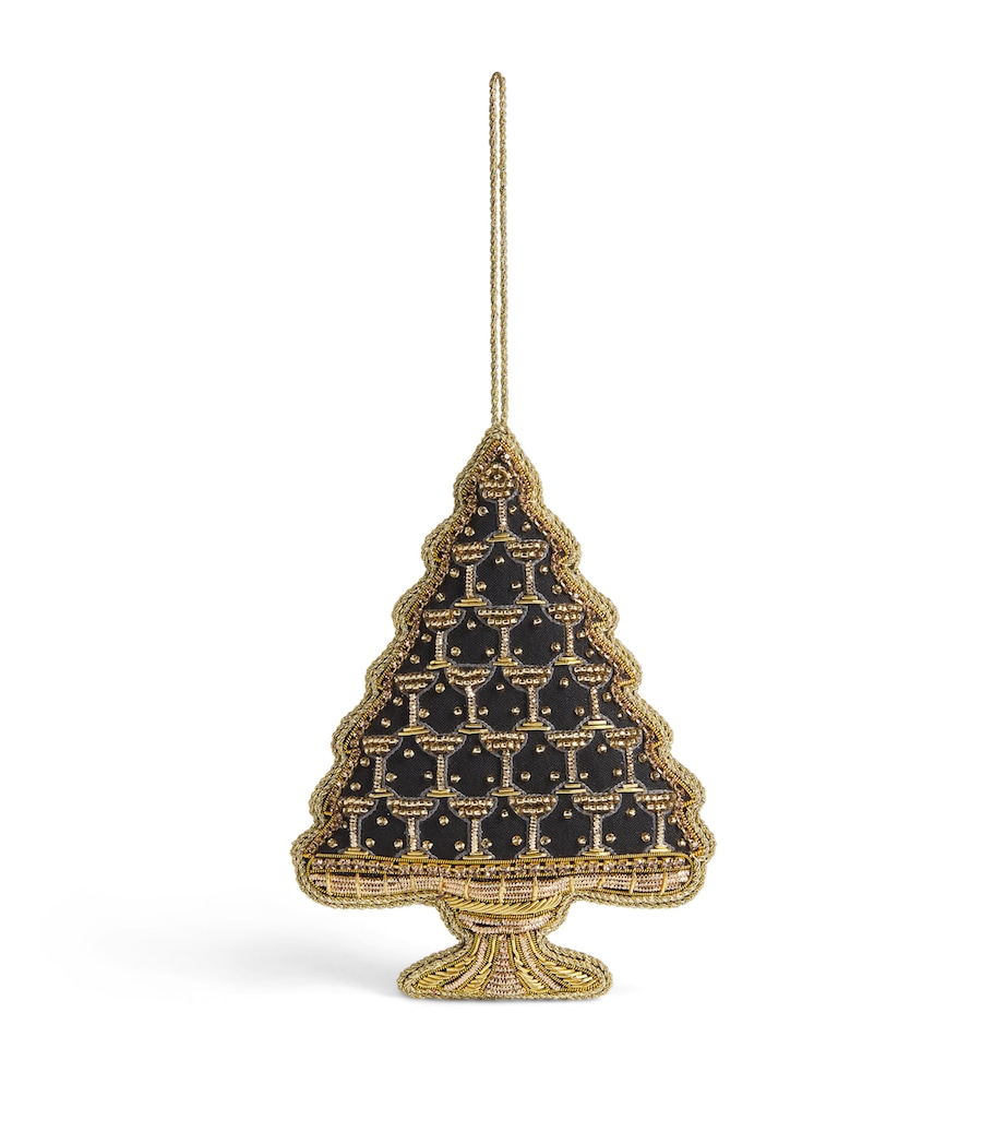 Tinker Tailor Beaded Champagne Tower Tree Decoration Black & Gold Image 1