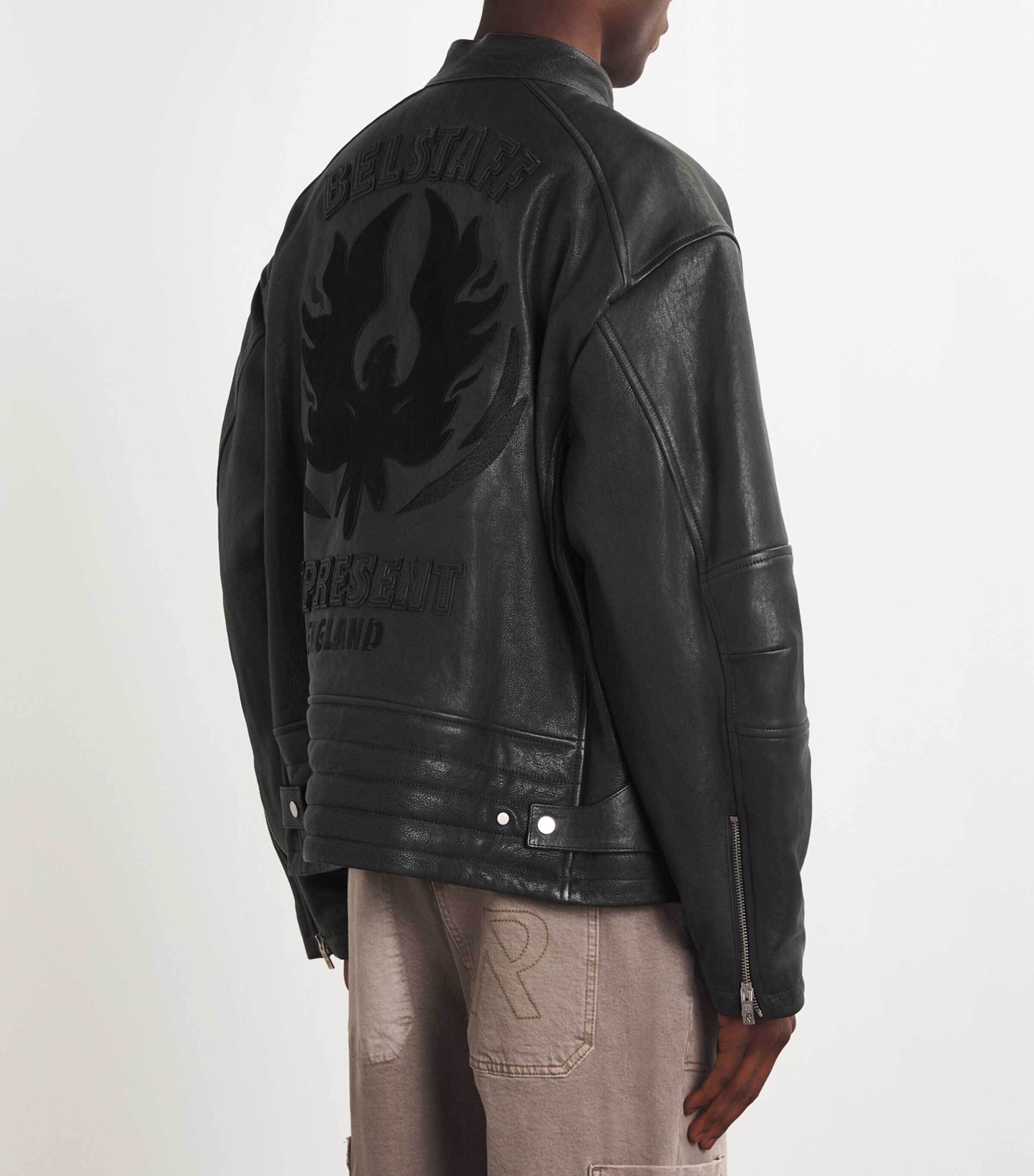 x Belstaff Leather Race Jacket BLACK Image 4