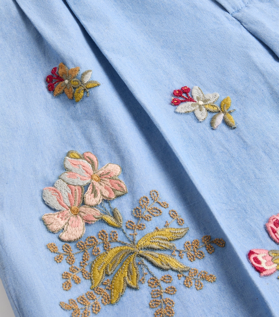 Denim Embroidered Tailored Shorts 508 Image 6