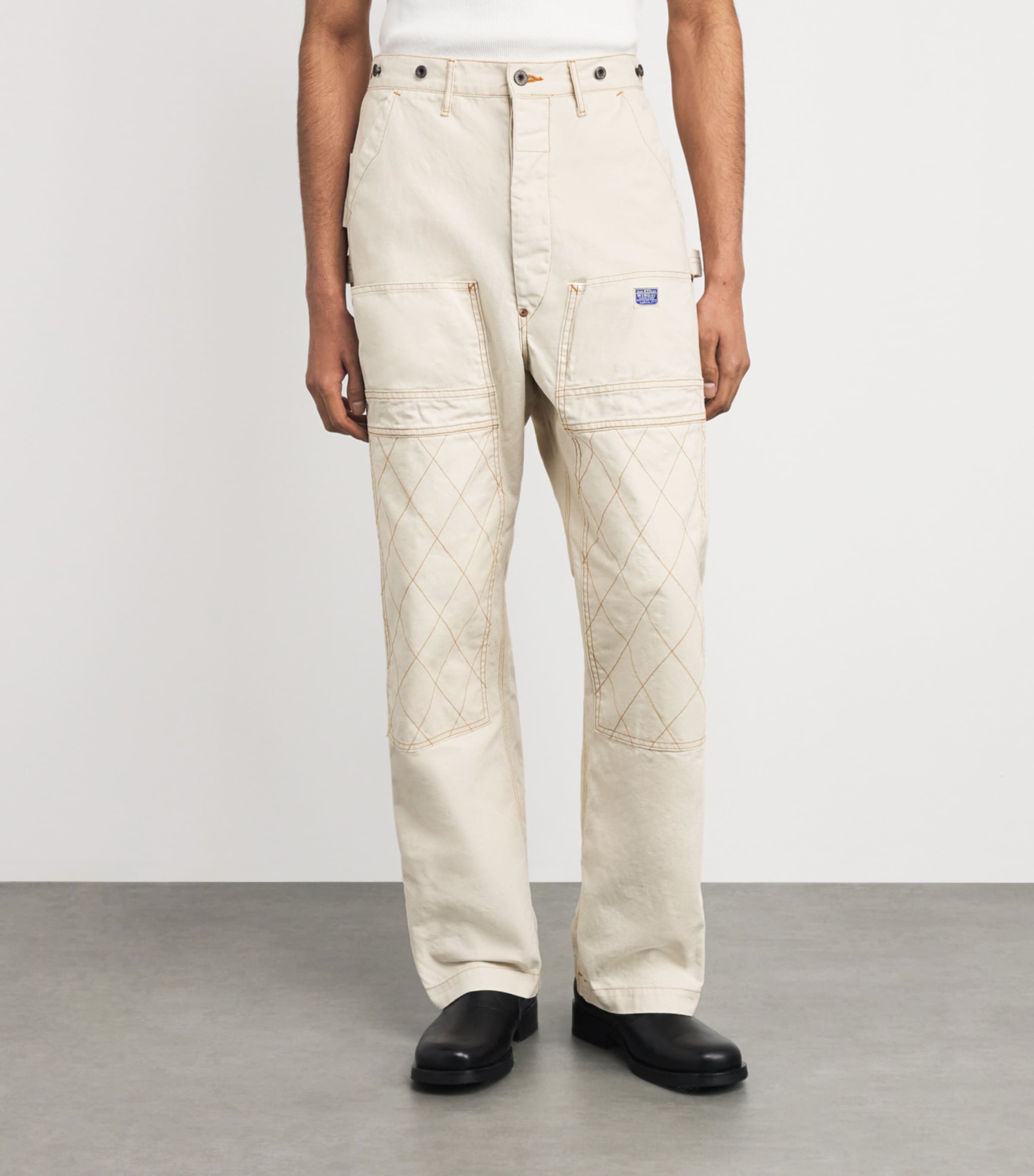 Kapital Mens Canvas Lumber Straight Trousers Ecru Image 4