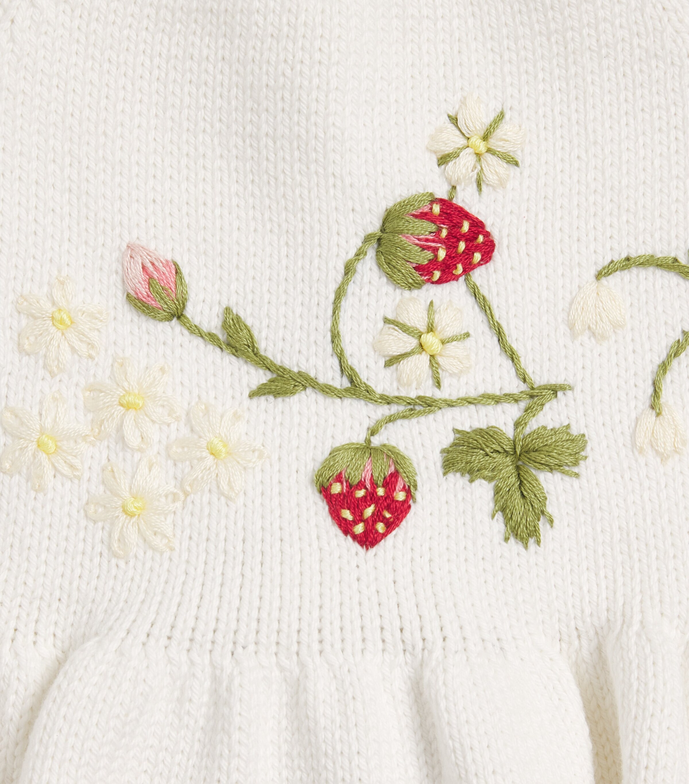 Shirley Bredal White Cotton Embroidered Strawberry Bodysuit (6