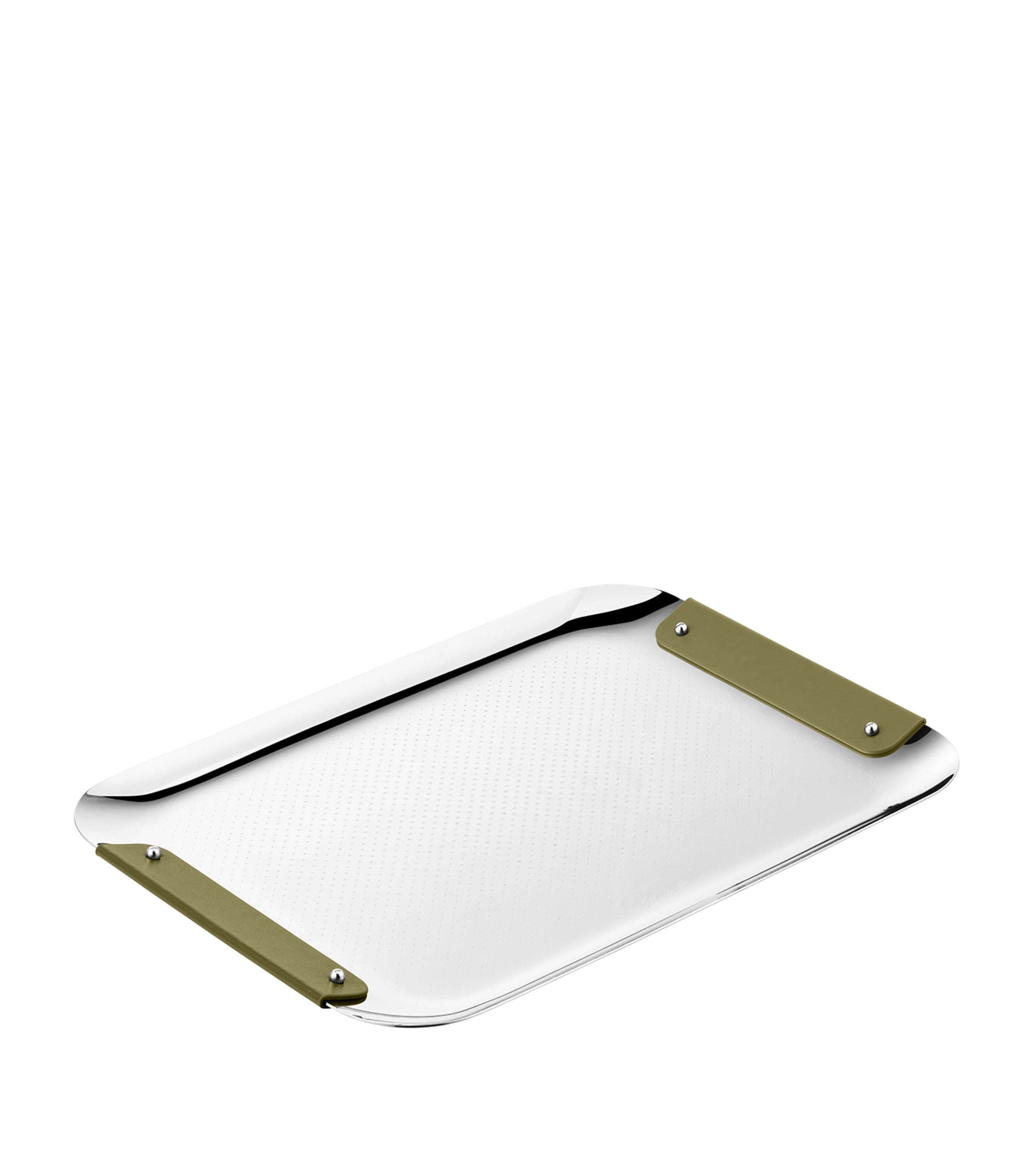 Christofle Club Tray With Leather Handles