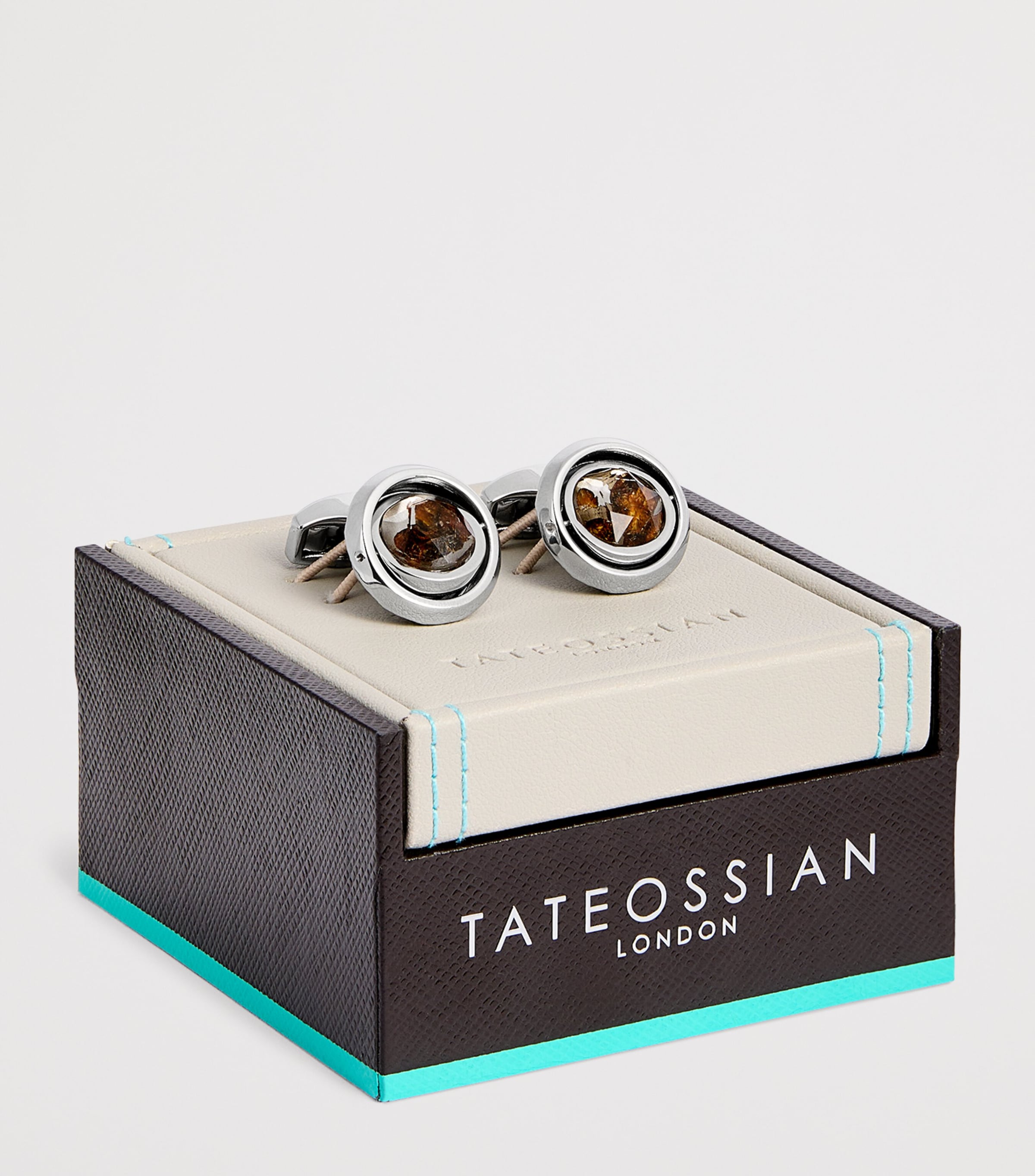Tateossian Graffiato Stony-Iron Meteorite Cufflinks Brown Image 3