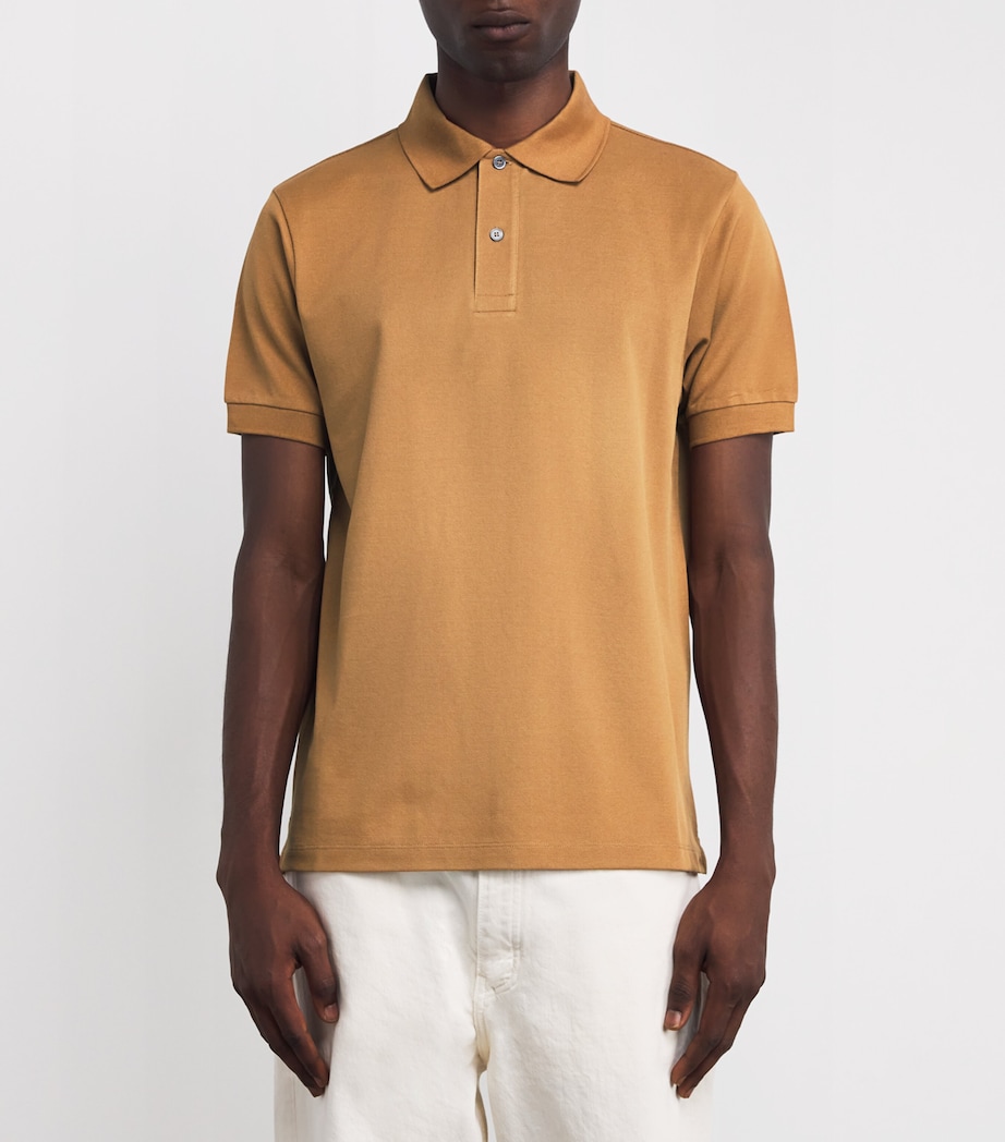 Cotton Artist Stripe Placket Polo Shirt 61_MEDIUM BEIGE Image 3