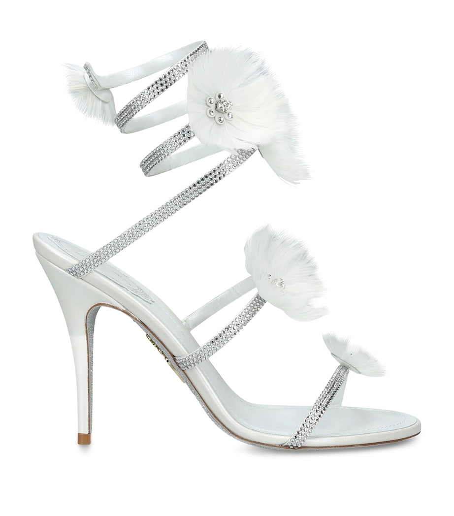 René Caovilla Embellished Flower Wrap Heeled Sandals 105 White Image 1