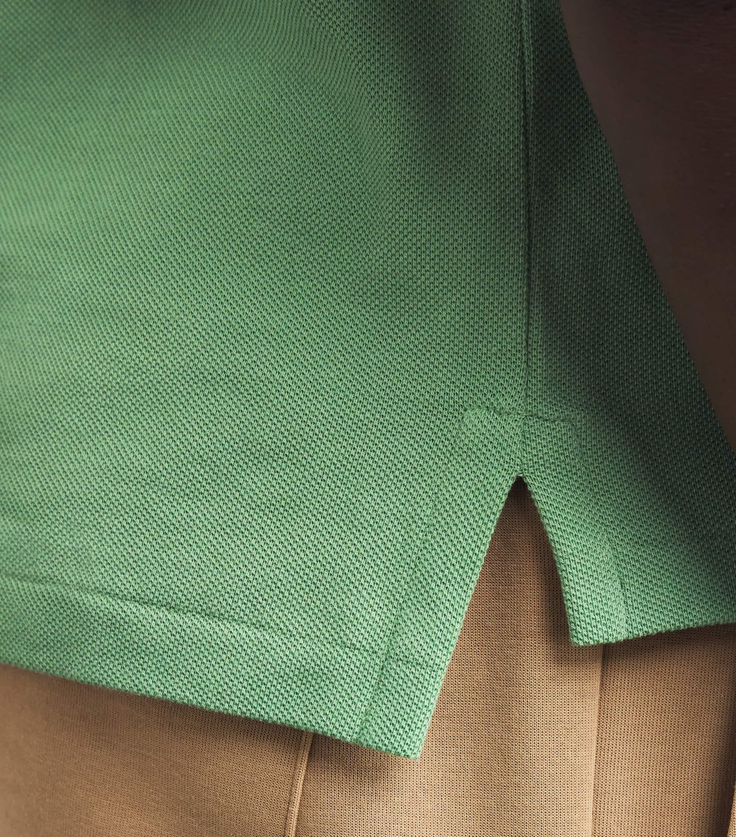 Cotton Mesh Slim-Fit Polo Shirt OUTBACK GREEN Image 6