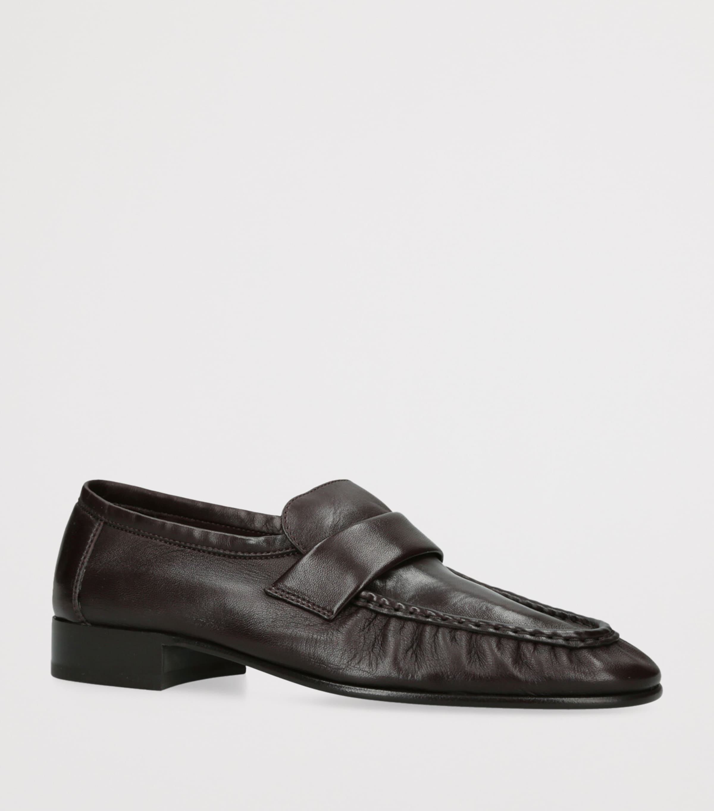 The Row Soft Leather Loafers Dark Brown Image 3