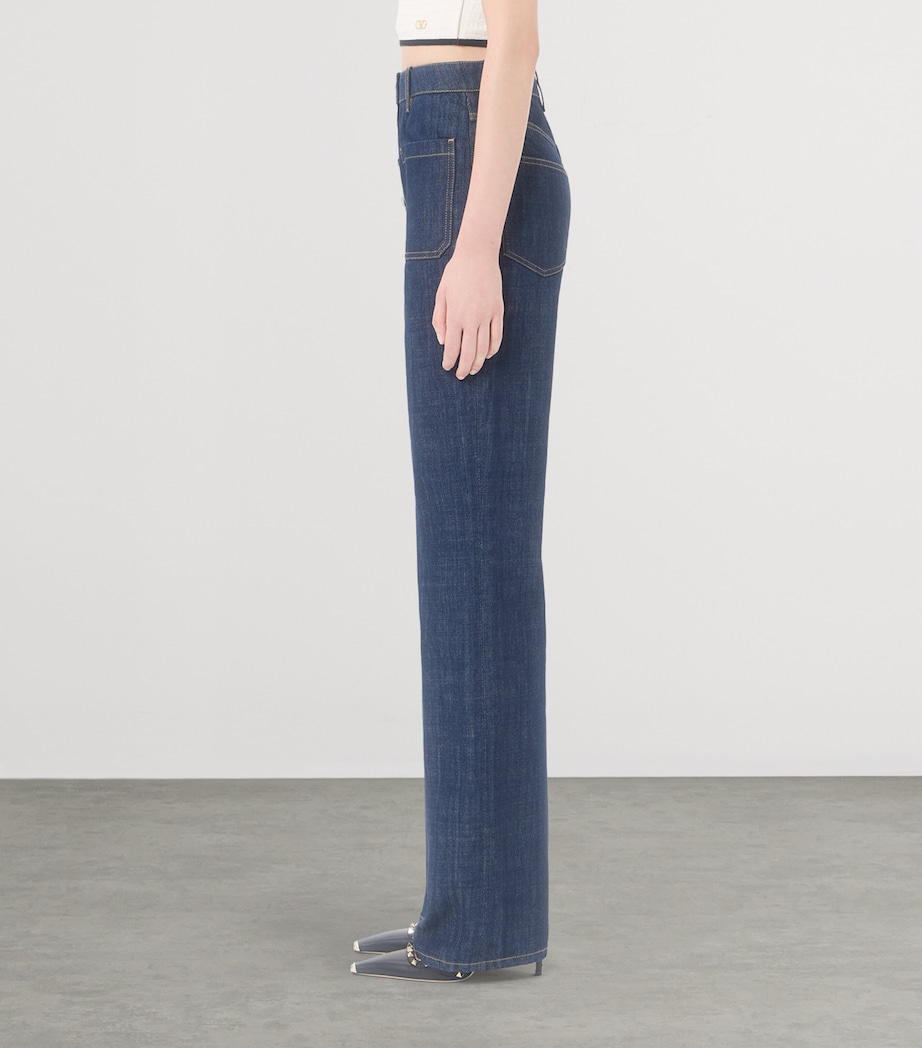 Valentino Womens Patch Pocket High-Rise Jeans Image 4