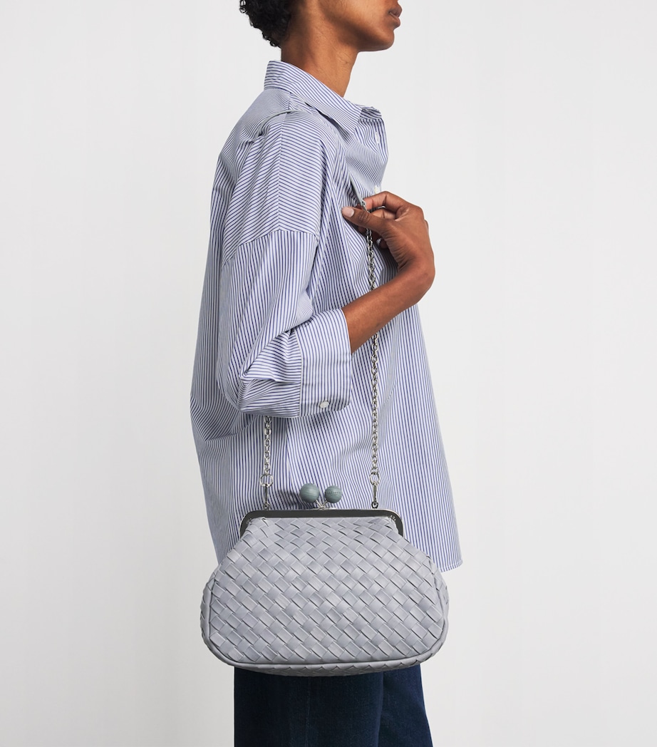 Medium Woven Leather Pasticcino Clutch Bag LIGHT BLUE Image 2