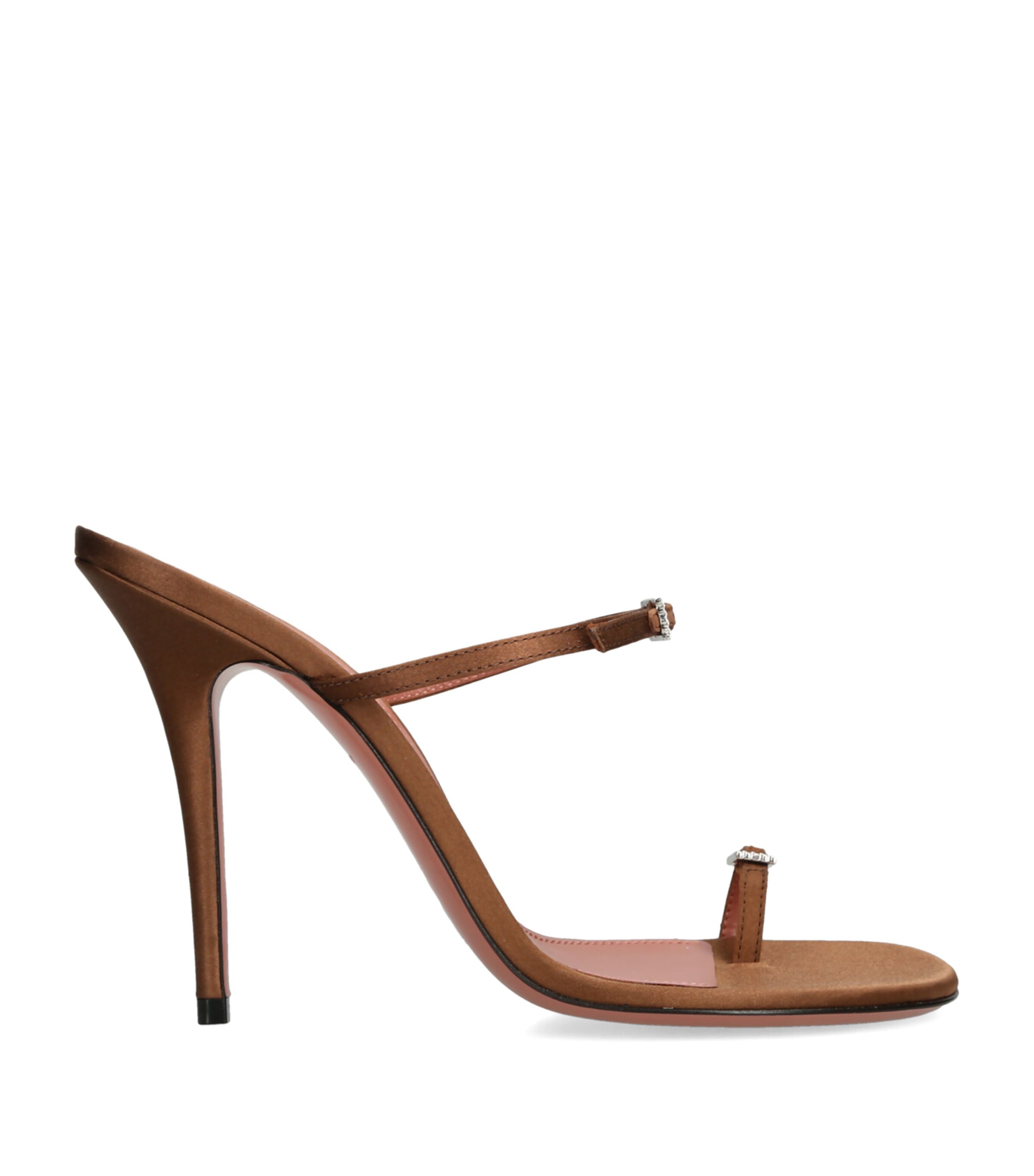 Amina Muaddi Satin Heeled Sandals 105 | Women Shoes | Heels | Sandals | Designers | Amina Muaddi