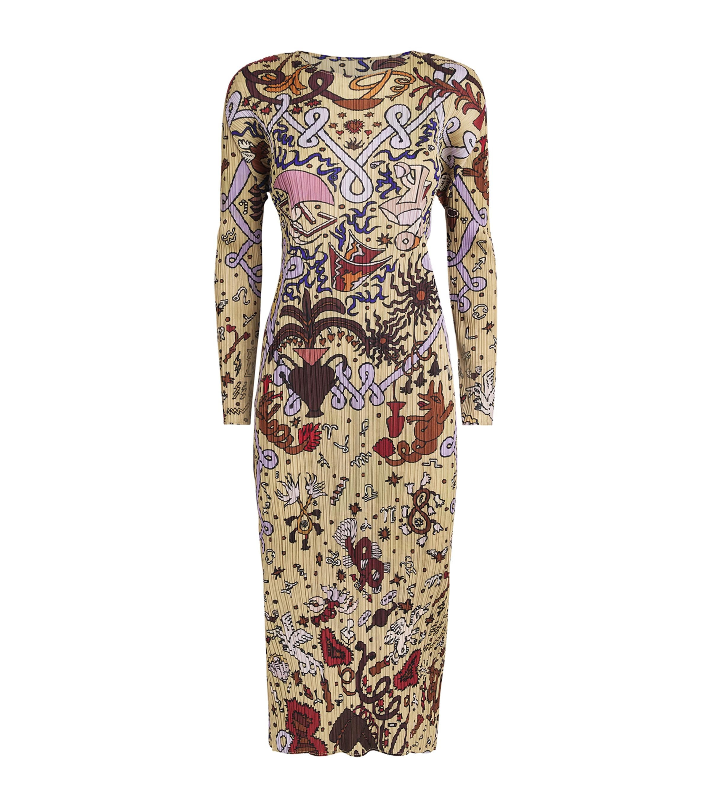 Shop Issey Miyake Interplanetary Midi Dress In Beige
