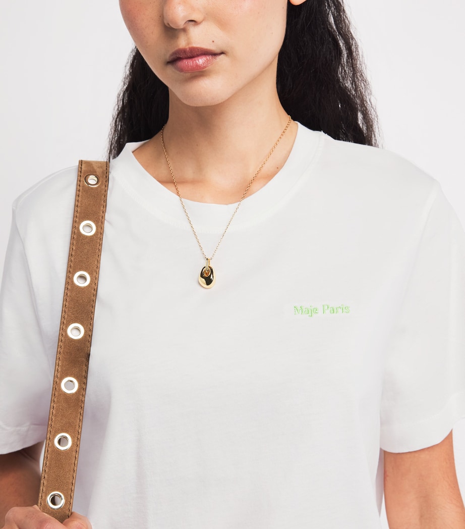 Maje Womens Cotton Graphic T-Shirt White Image 3