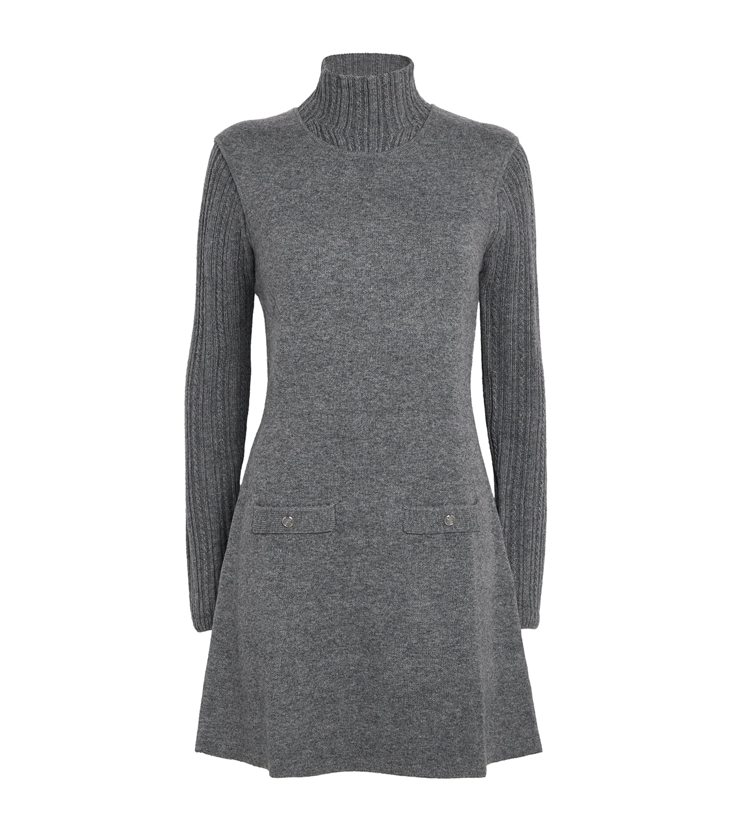 Maje Knitted Rollneck Mini Dress In Black