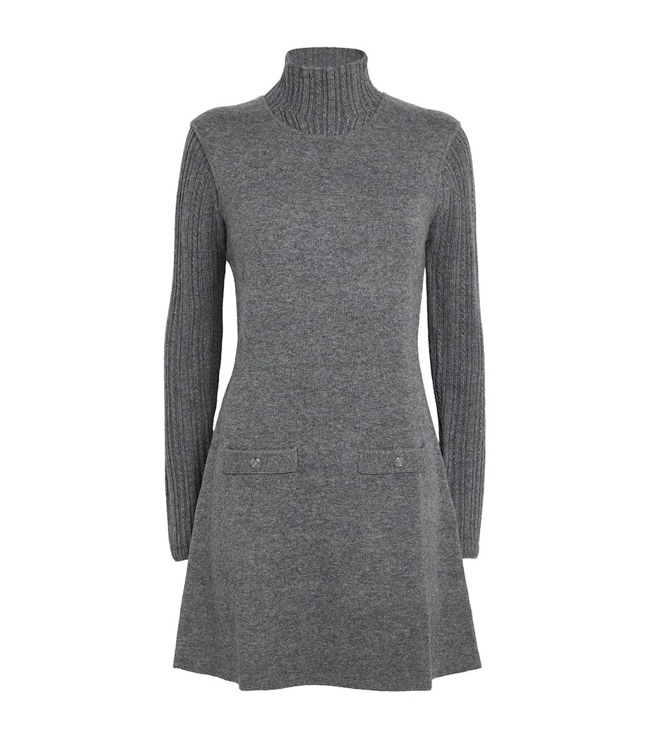 Knitted Rollneck Mini Dress GREY Image 1