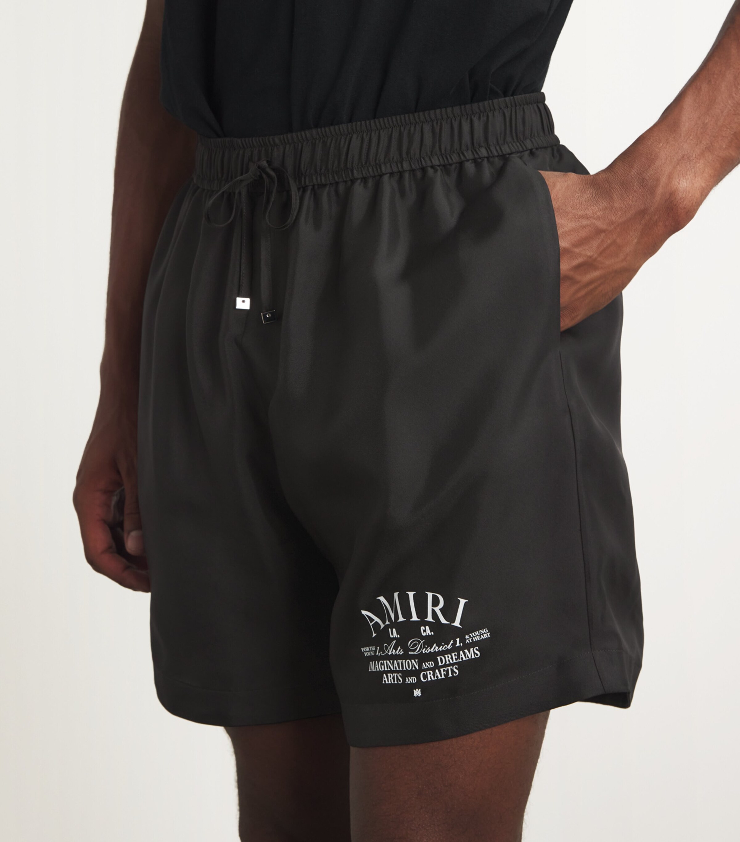 AMIRI Mens Silk Logo Shorts Black Image 6
