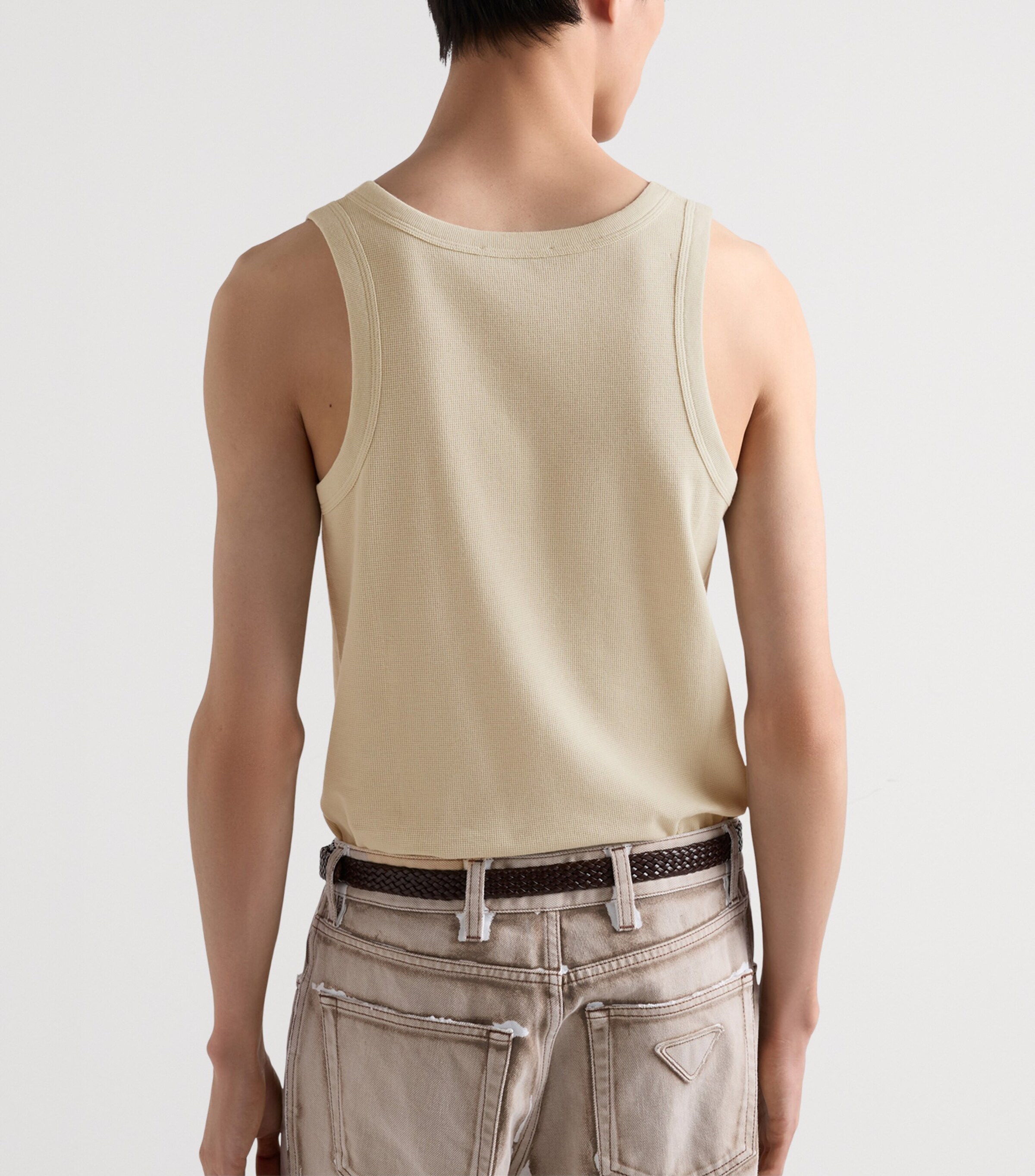 Prada Mens Cotton Triangle Tank Top Neutral Image 4