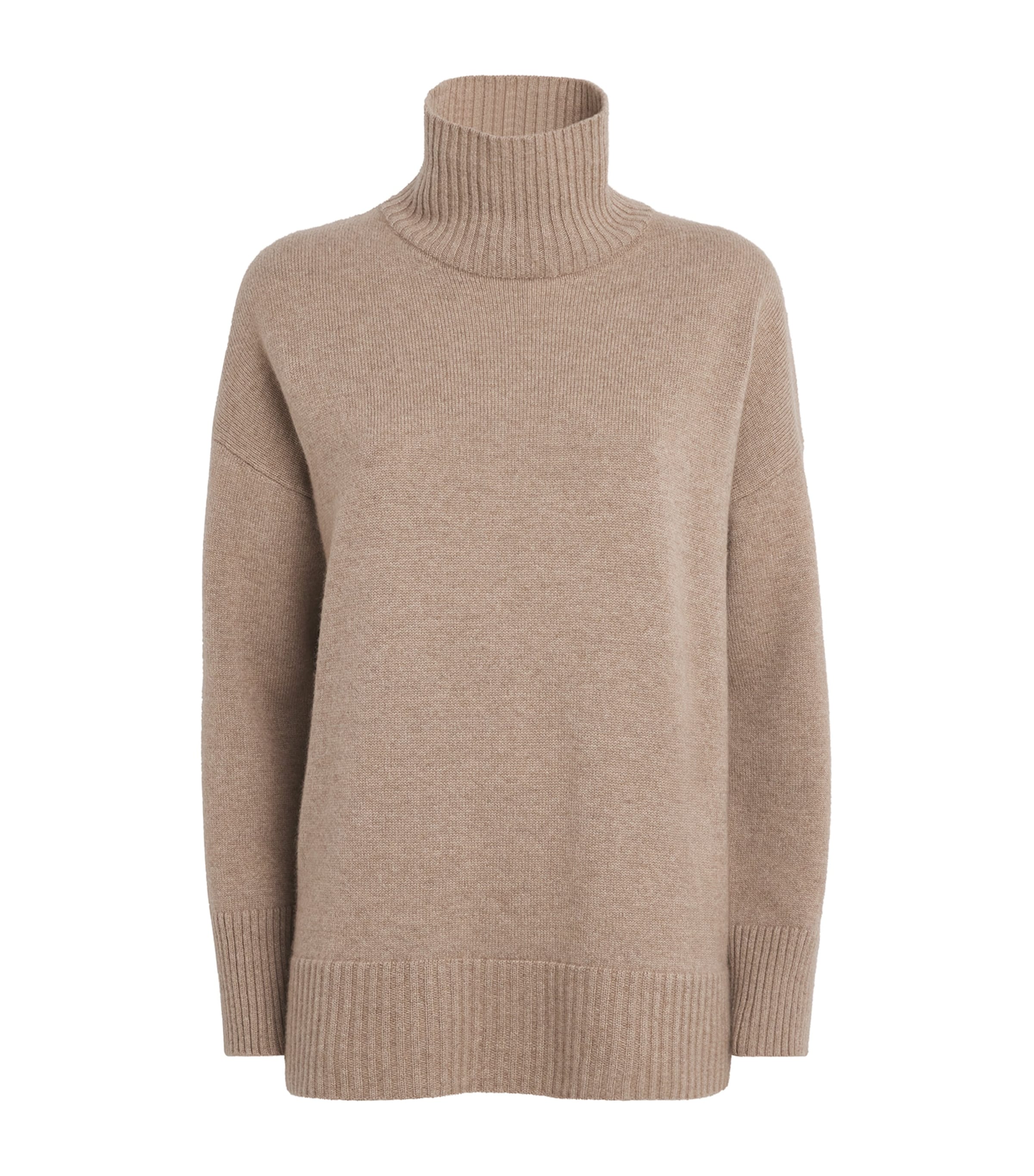 Lafayette 148 Womens Cashmere Funnel-Neck Sweater Hickory Melange Image 1