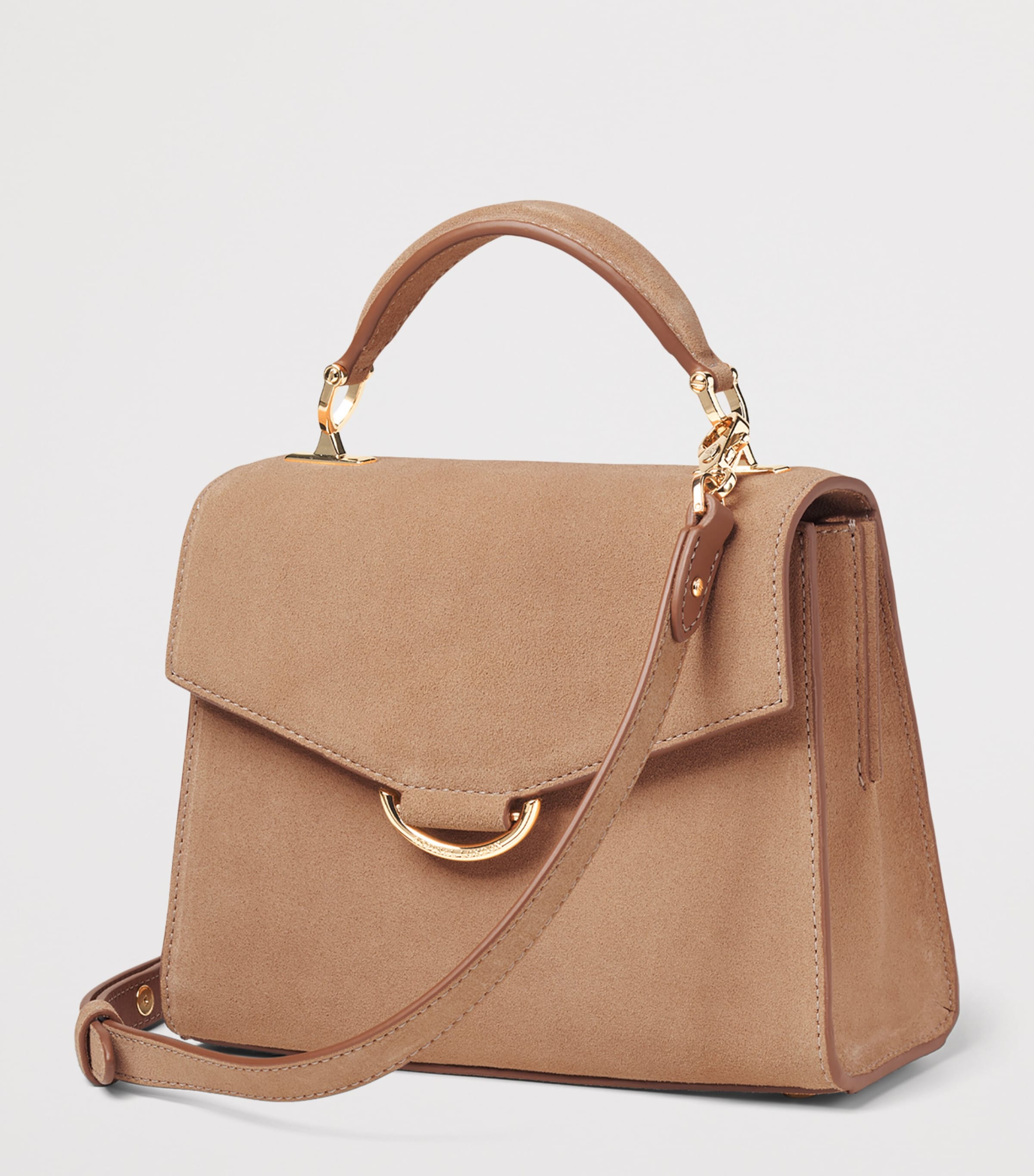 Aspinal Of London Midi Suede Mayfair 3 Top-Handle Bag Sand Image 3