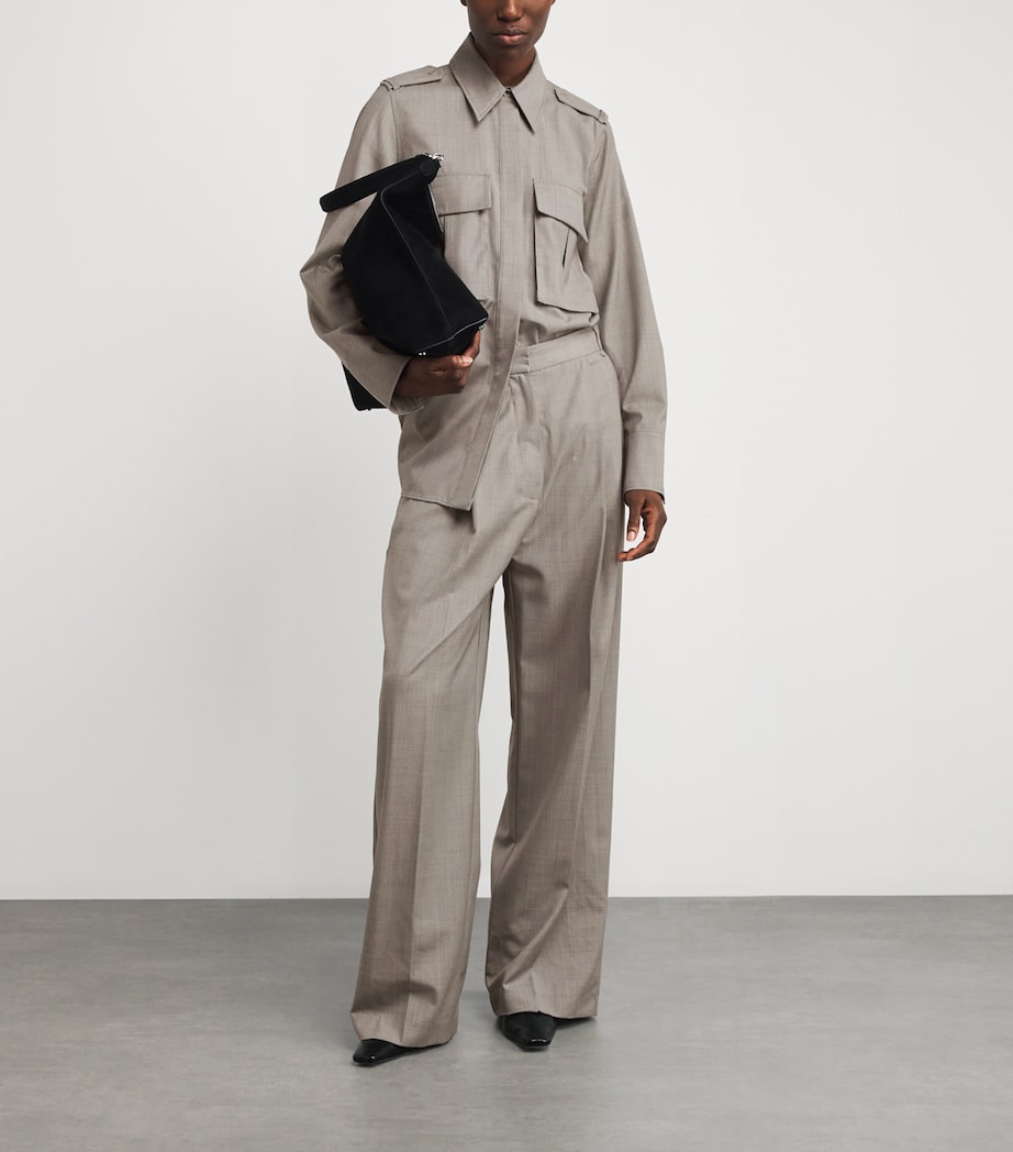 Wool-Blend Drew Straight Trousers M00 MOTTLED STONE Image 2