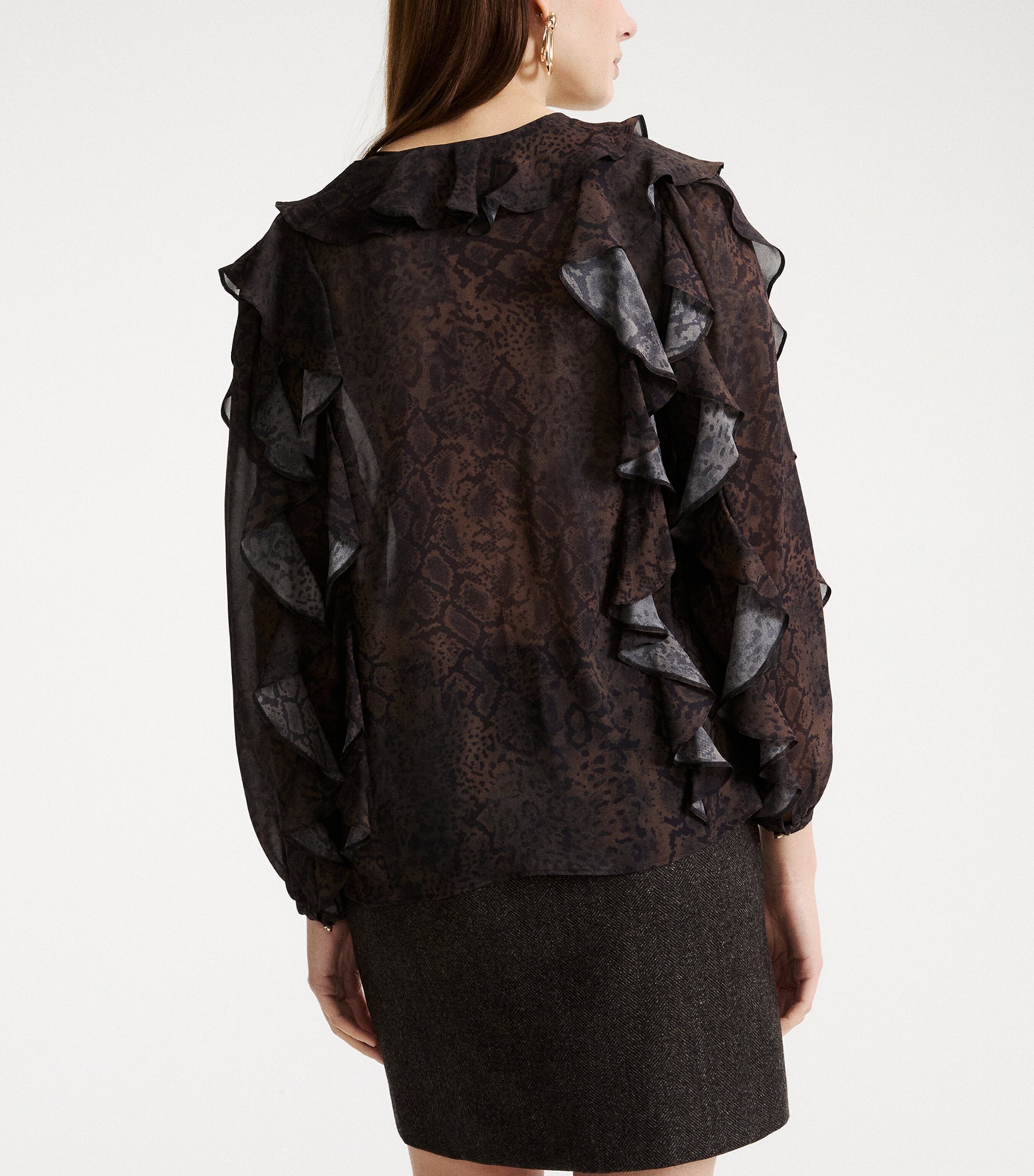 Marella Womens Georgette Snake Print Blouse Brown Image 3