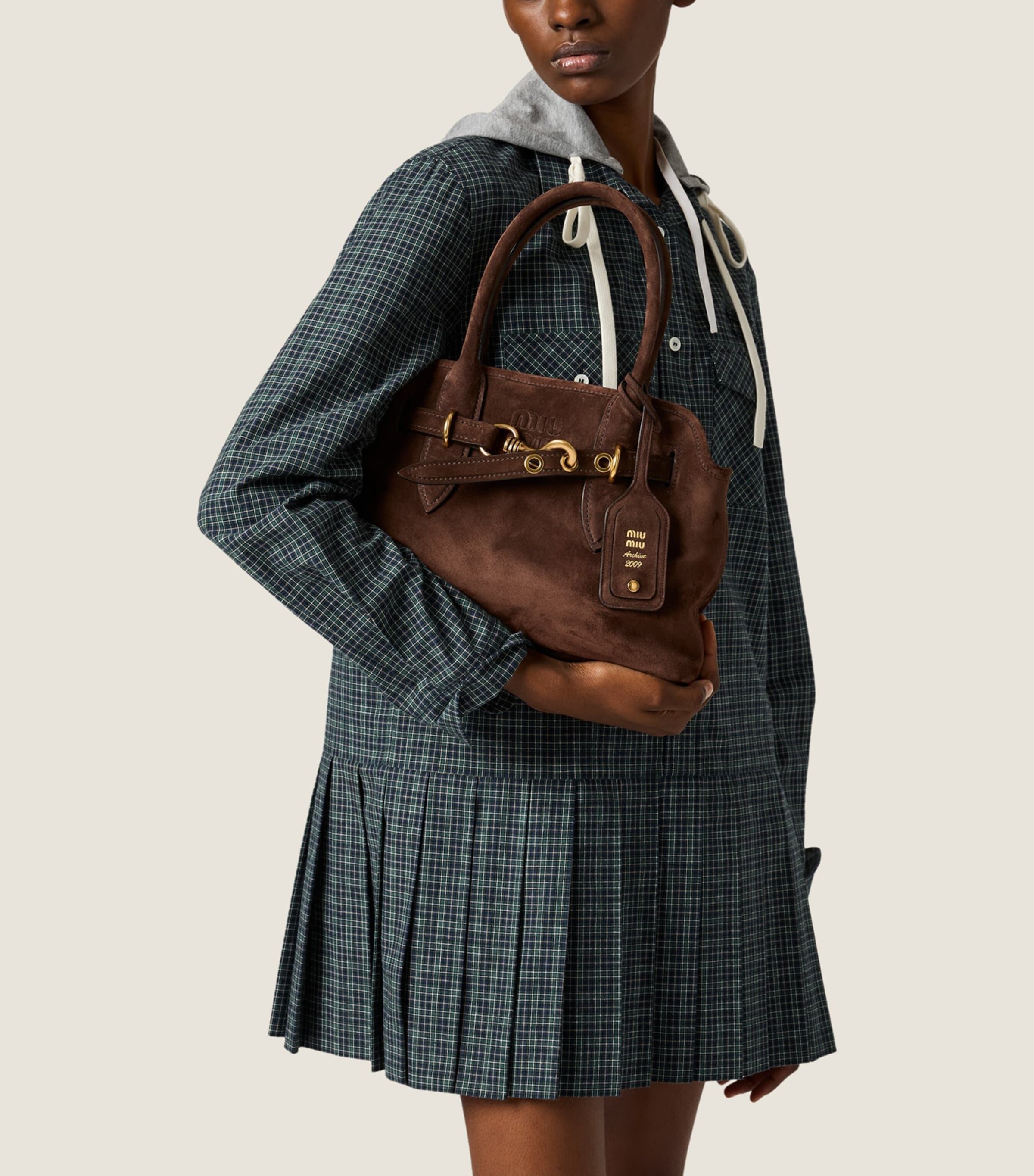 Miu Miu Suede Aventure Top-Handle Bag Brown Image 2