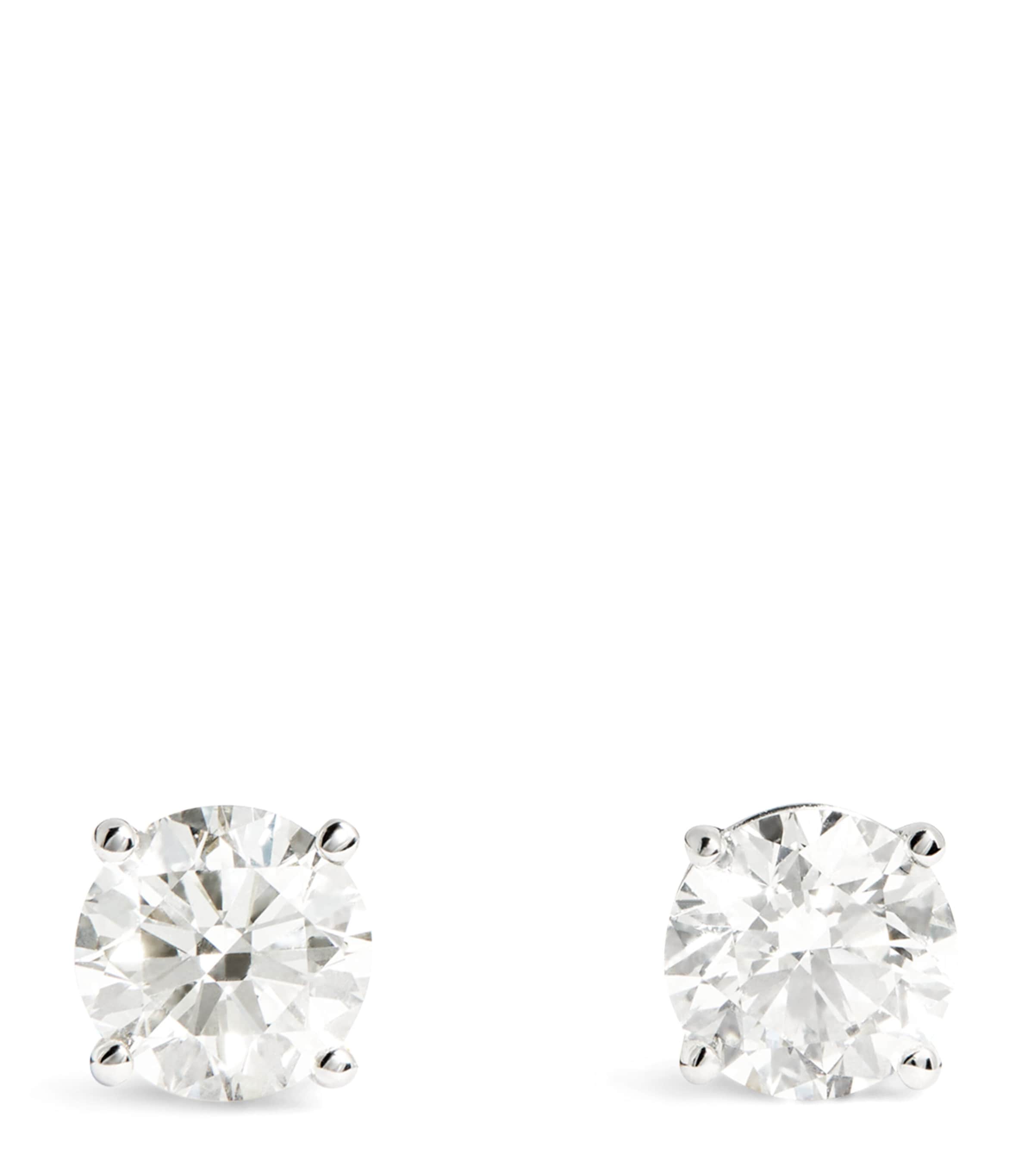 Harrods White Gold And Diamond Stud Earrings In Metallic