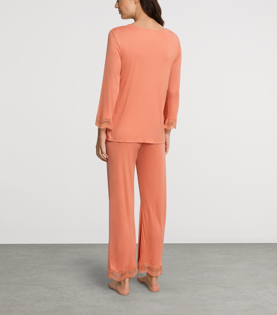Hanro Womens Long Cira Pyjama Set Light Carnelian Image 3