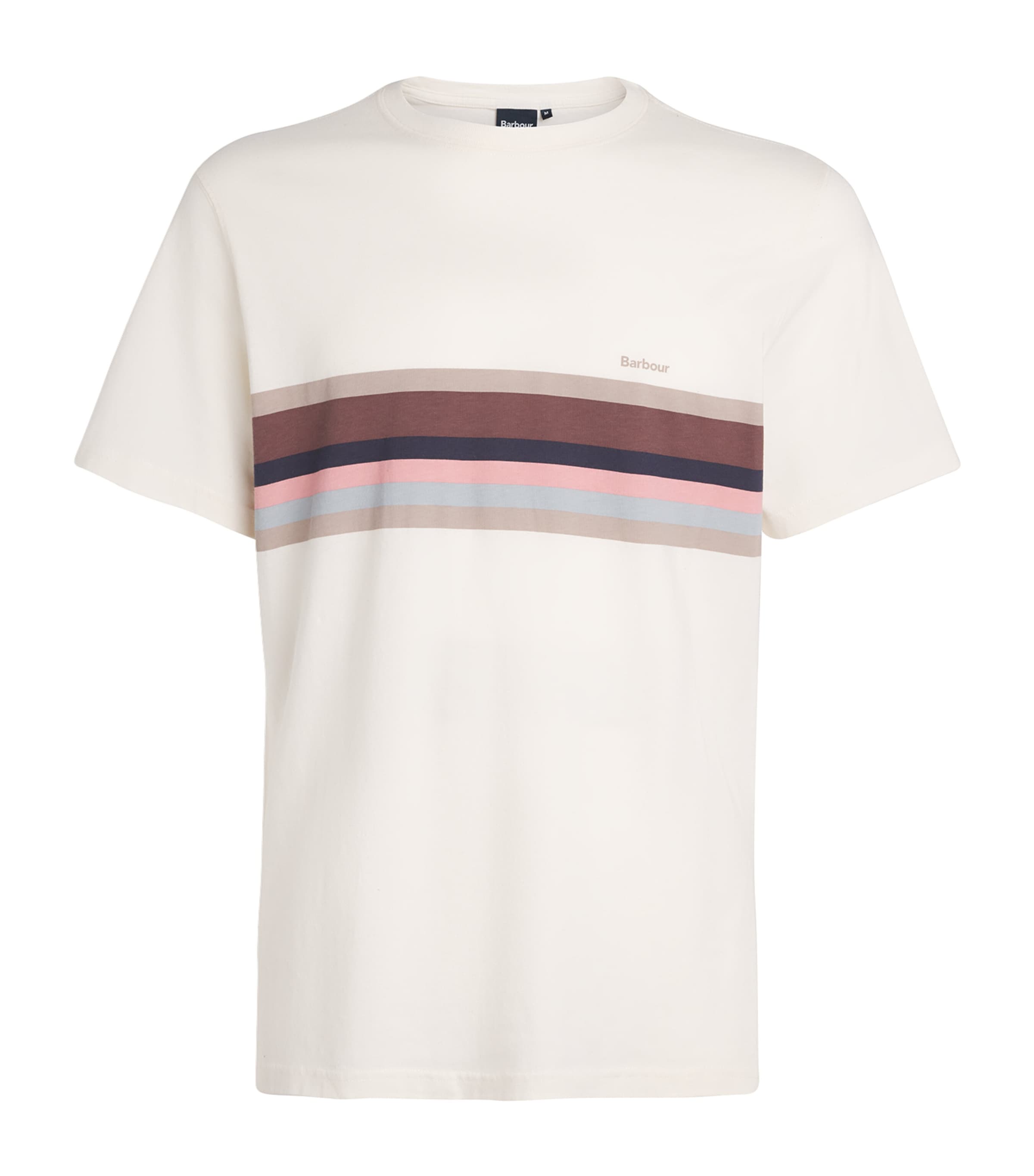 Barbour Mens Cotton Stripe Newsham T-shirt Whisper Image 1