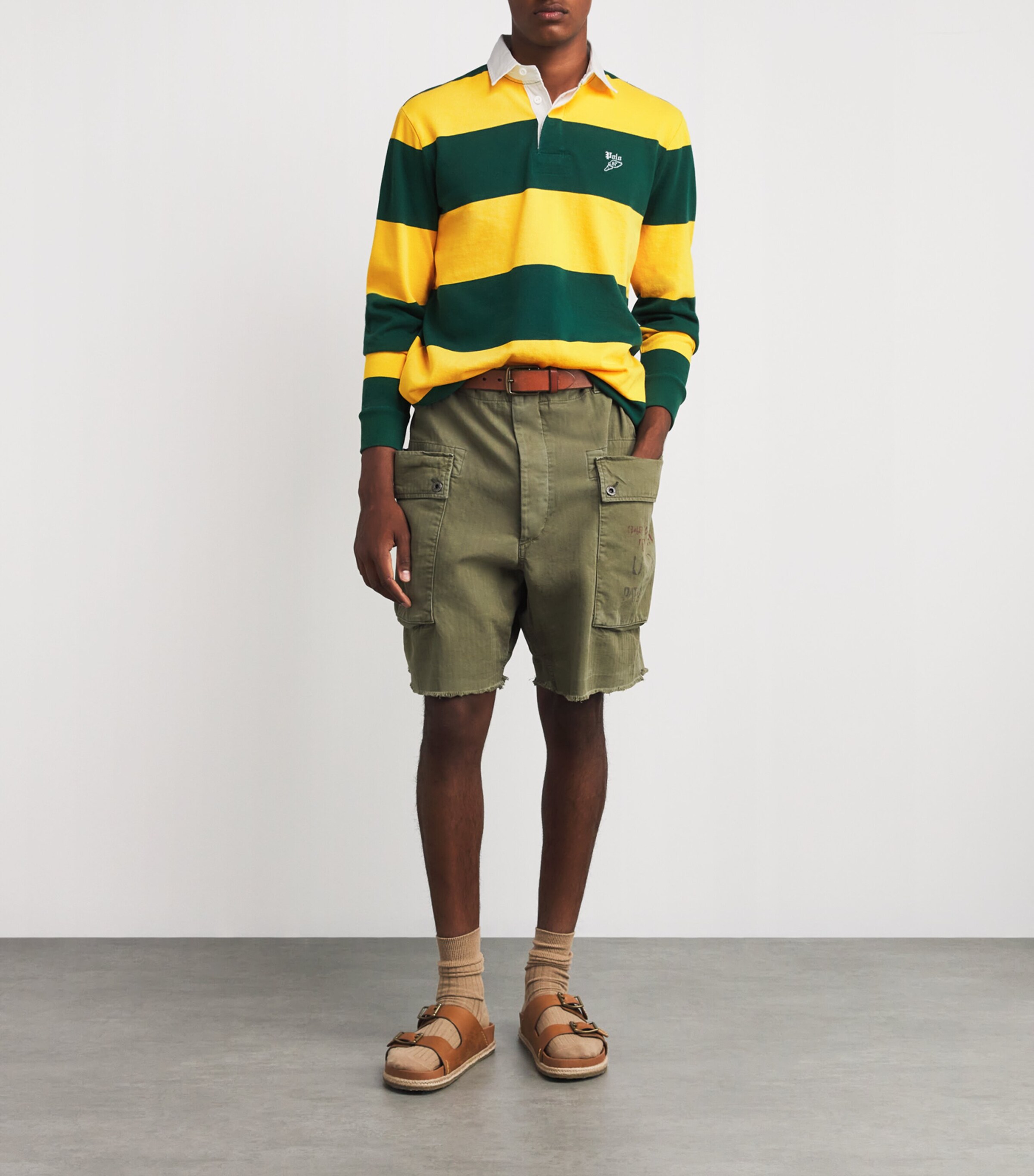 Polo Ralph Lauren Mens Cotton Striped Polo Shirt Green Image 2