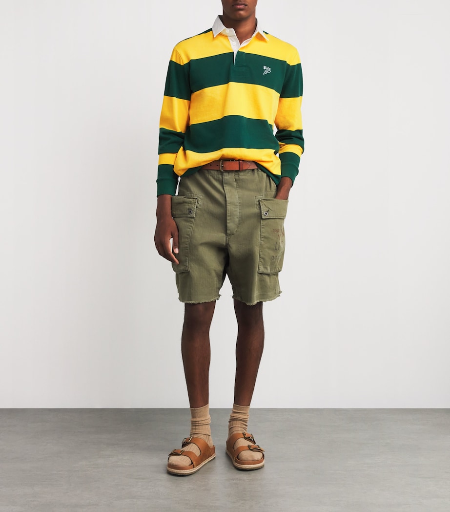 Polo Ralph Lauren Mens Cotton Striped Polo Shirt Green Image 2