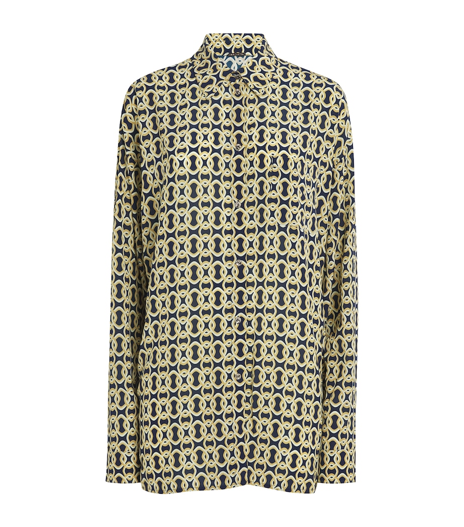AWAY THAT DAY Womens Geometric St. Barts Shirt Navy/gold Link Prnt Image 1