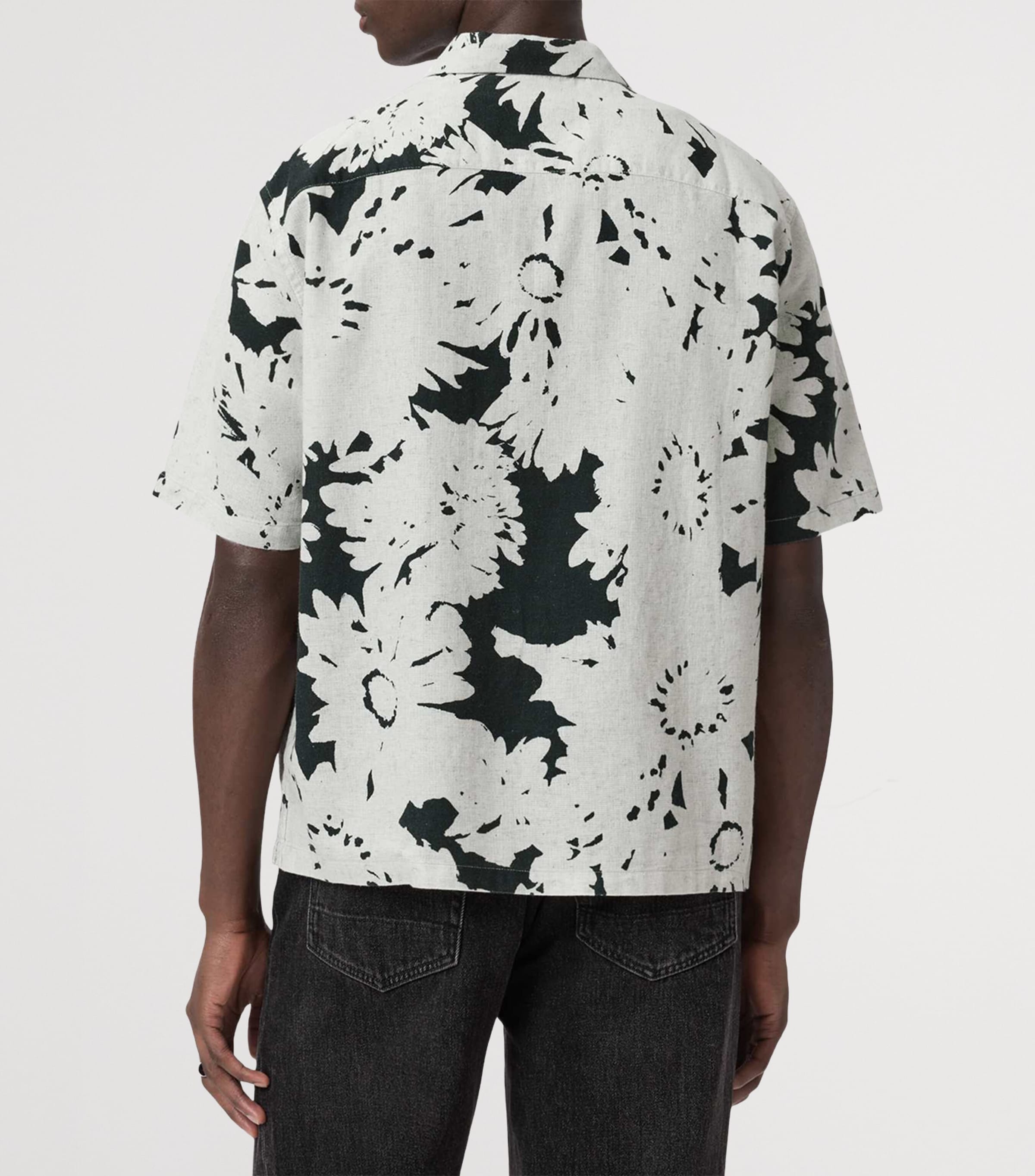 AllSaints Mens Organic Cotton-Linen Girona Shirt Sharp White Image 4
