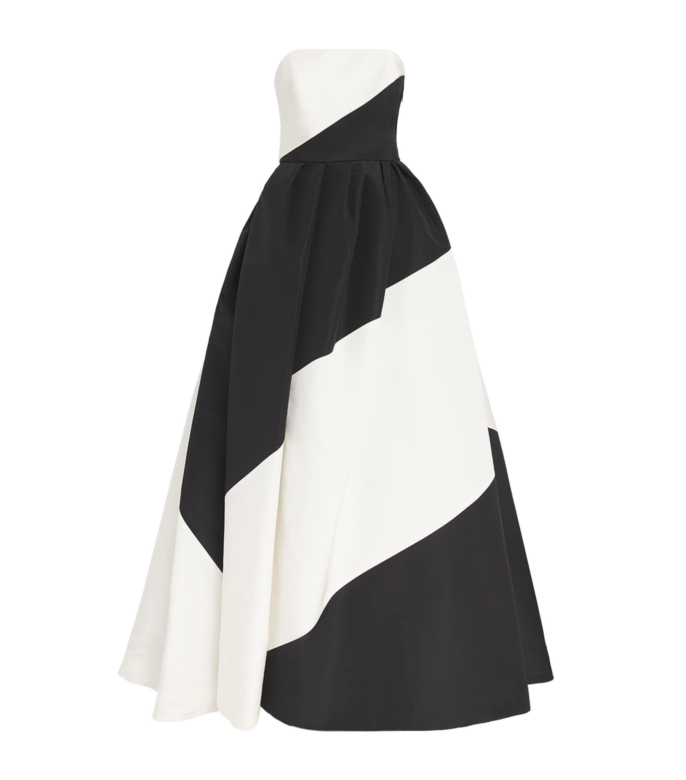 Silk Colour-Block Strapless Gown 003 BLACK/WHITE Image 1